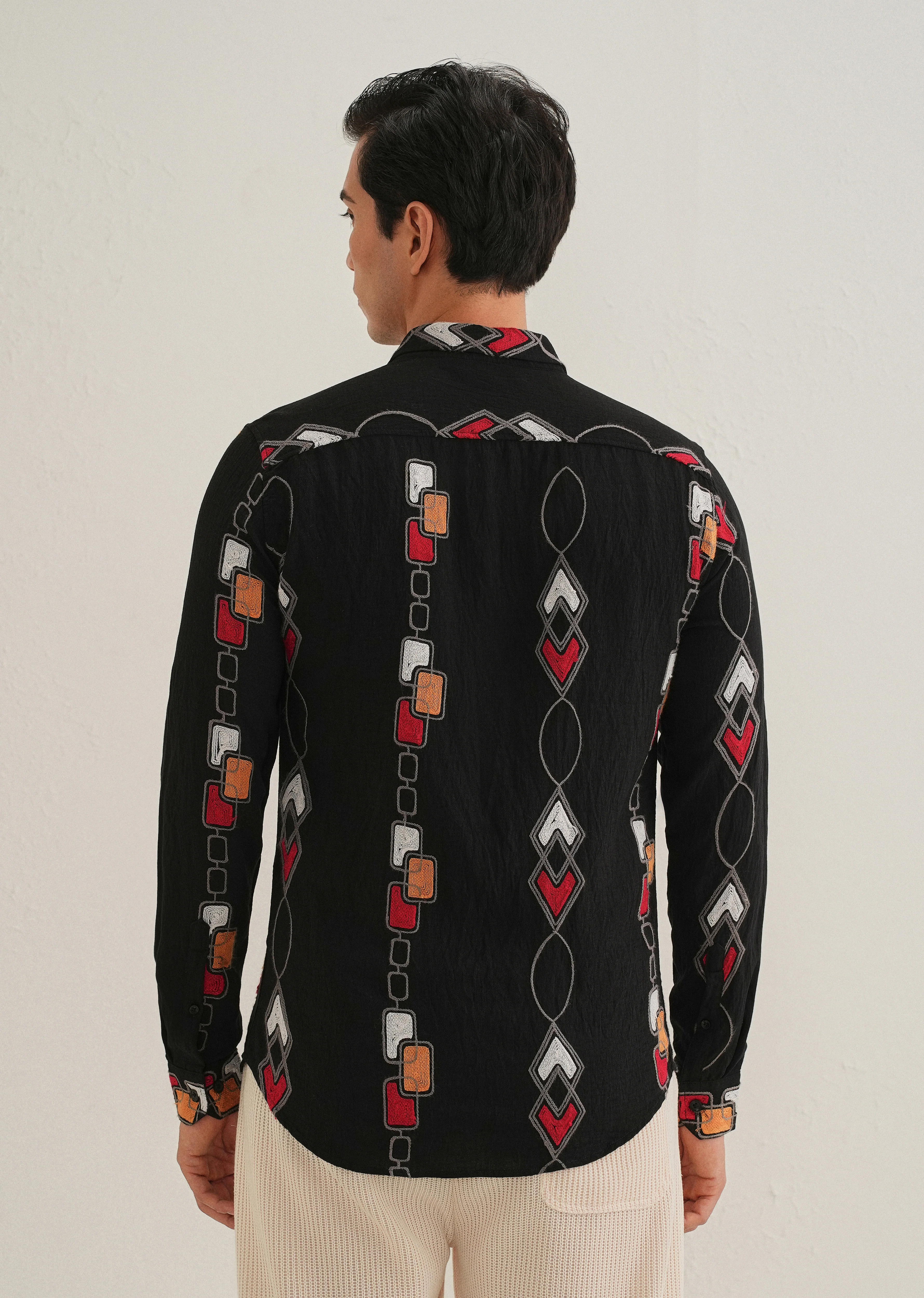 Black Abstract Embroidered Shirt - Image 4