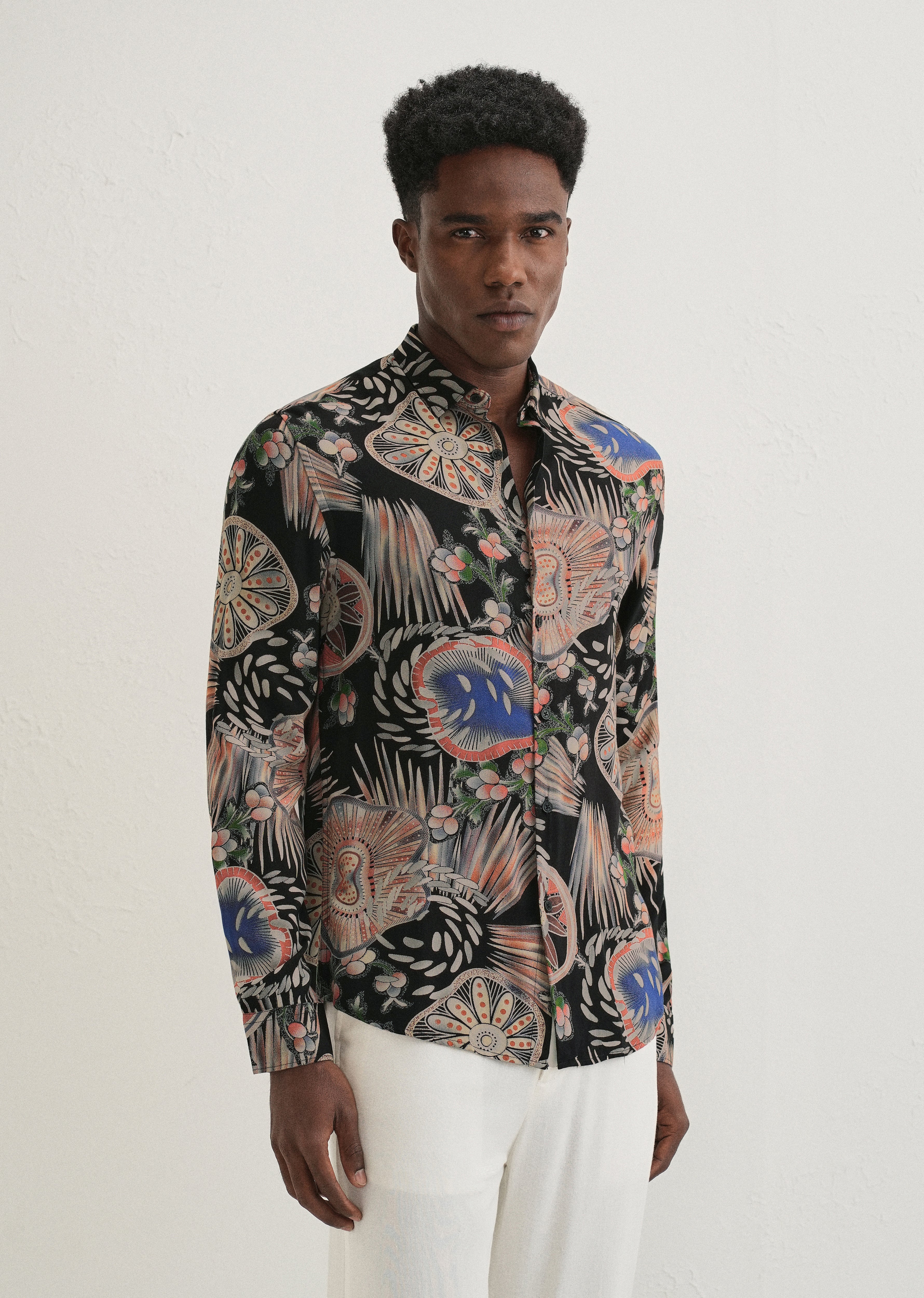 Black Abstract Feather Shirt - Image 4
