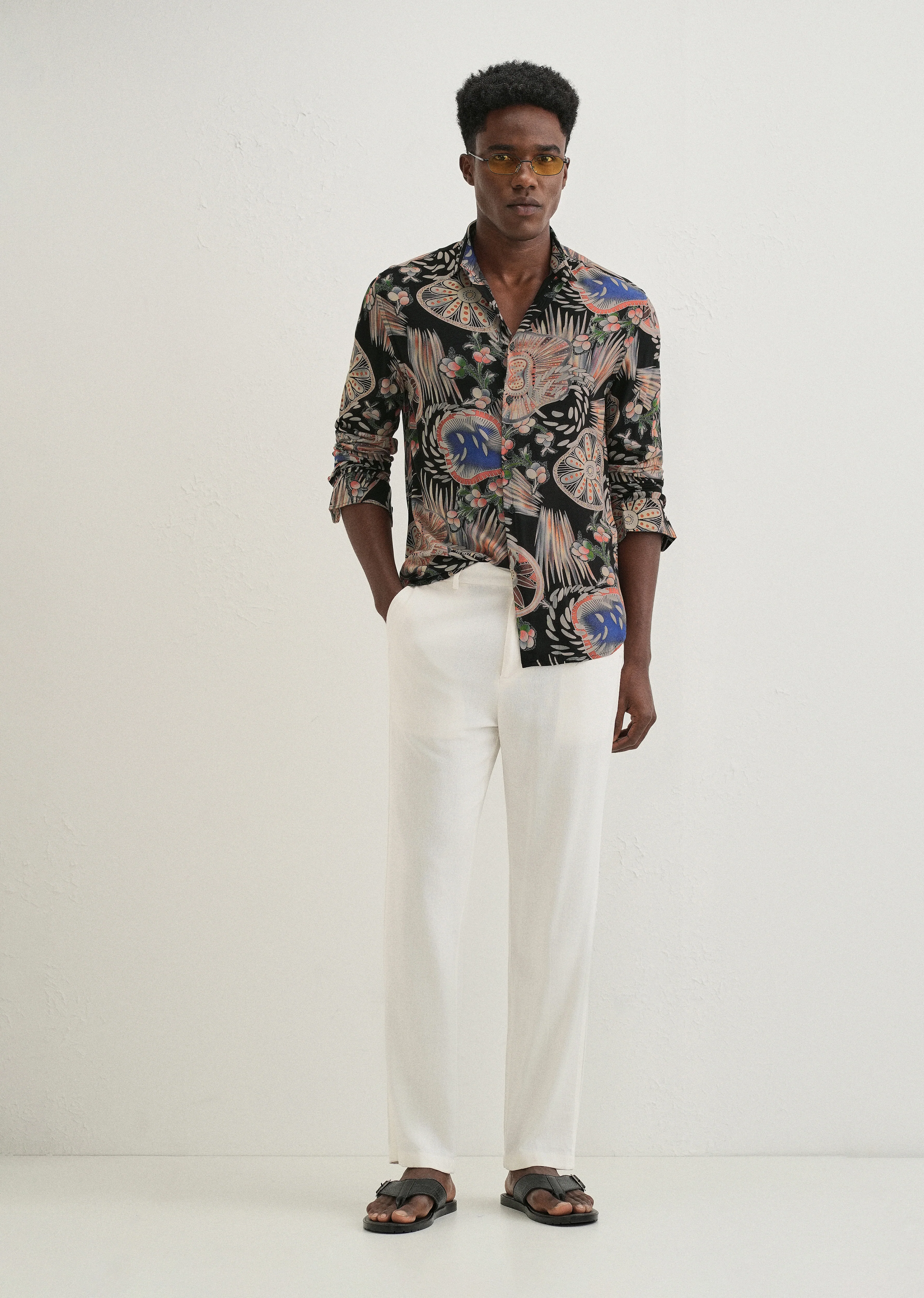 Black Abstract Feather Shirt - Image 6