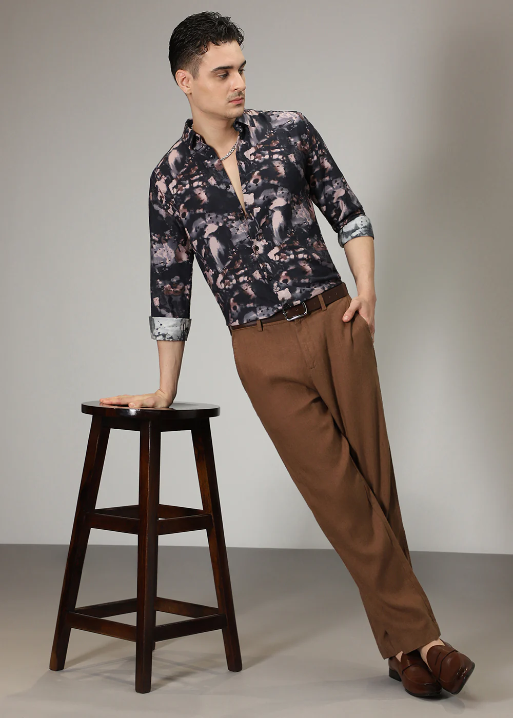 Black Abstract Print Shirt - Image 6