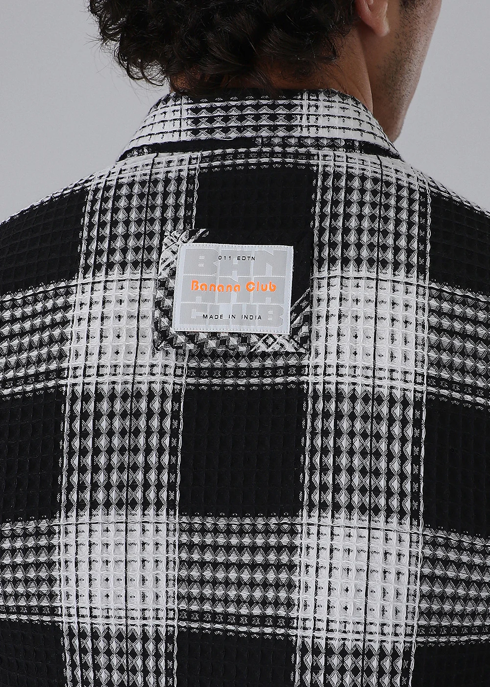 Black And White Waffle Plaid Check Shirt - Image 2