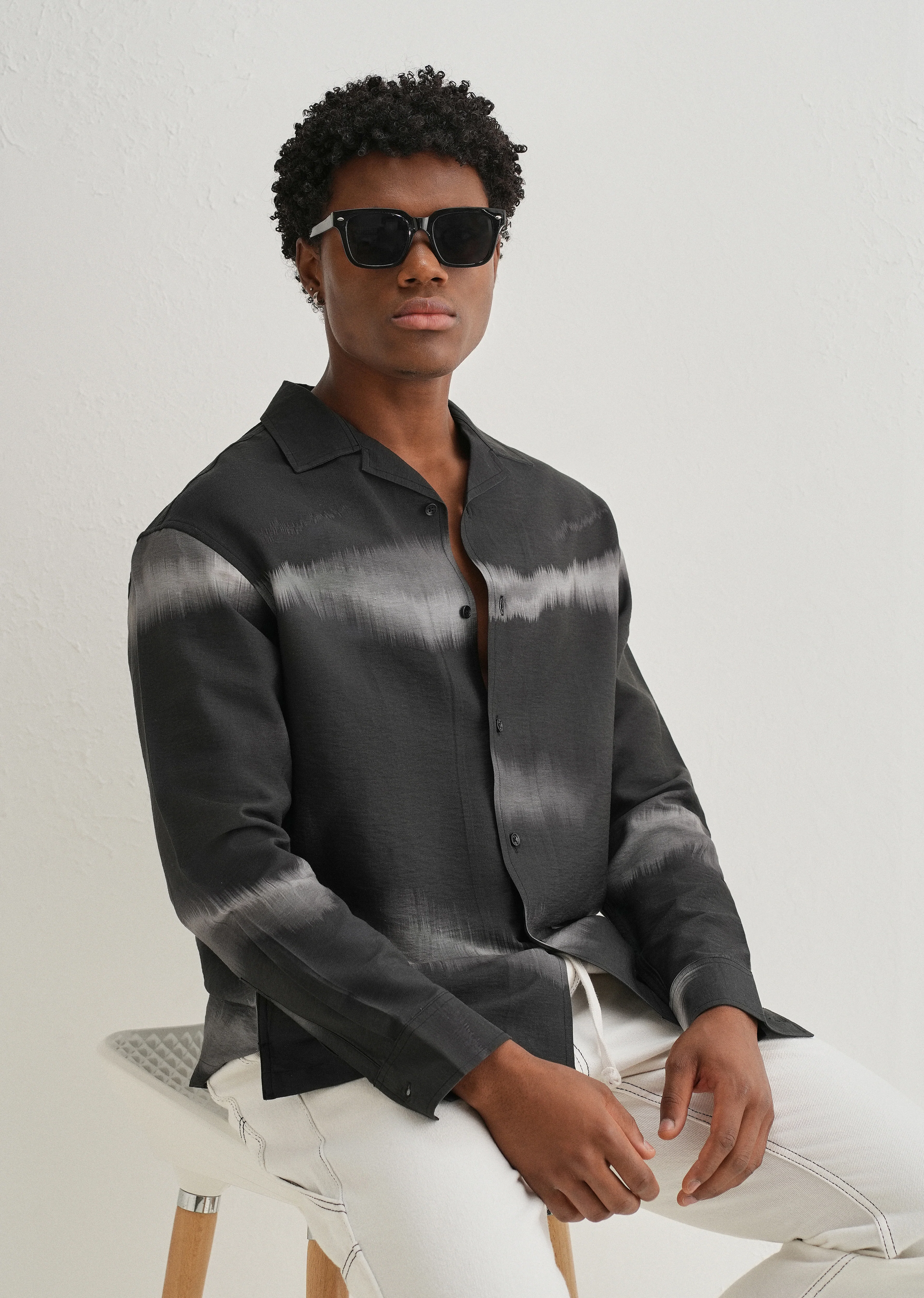 Black Ash Wave Printed Shirt - Image 7