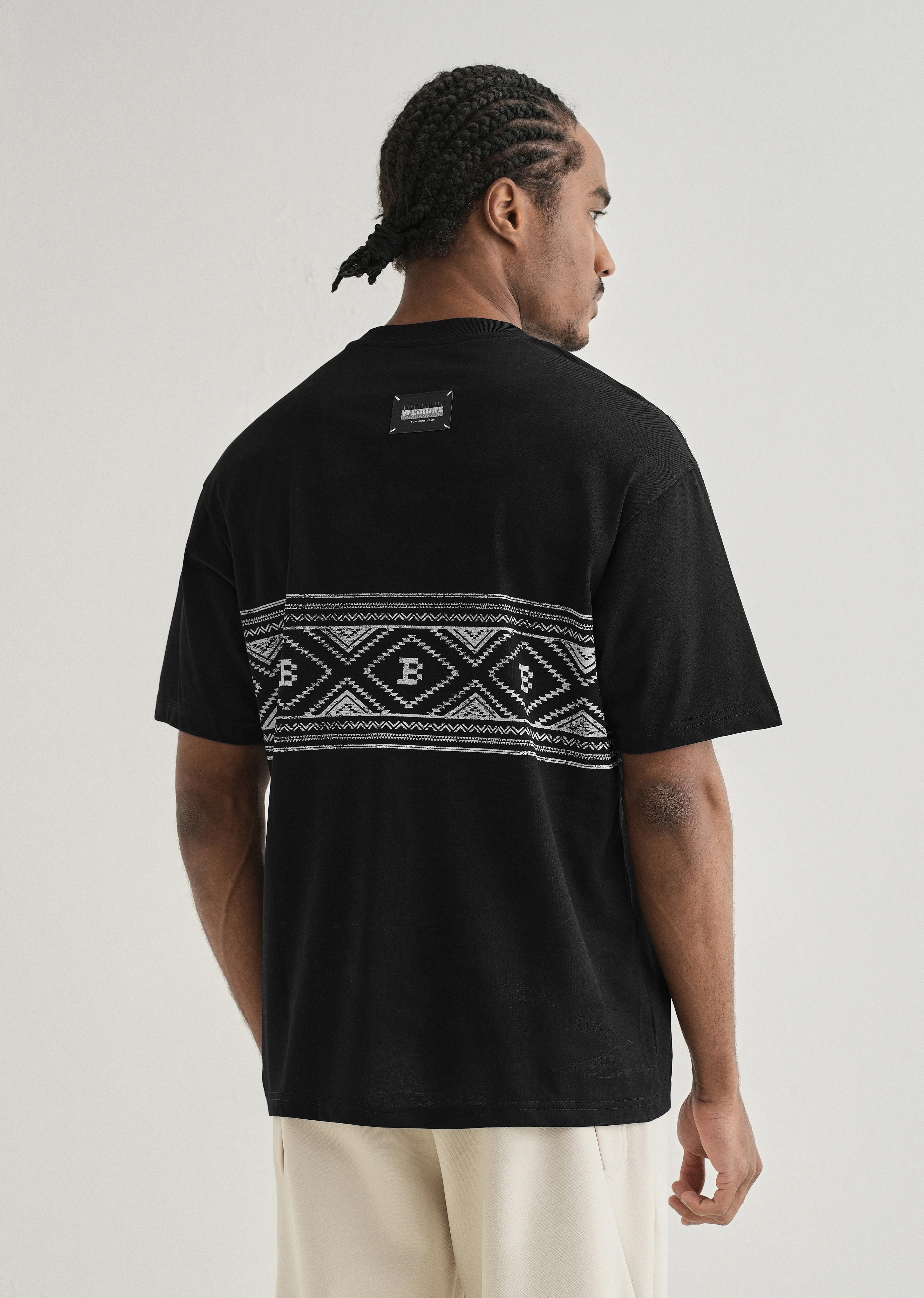 Black Aztec Printed Oversized T-shirt - Image 3