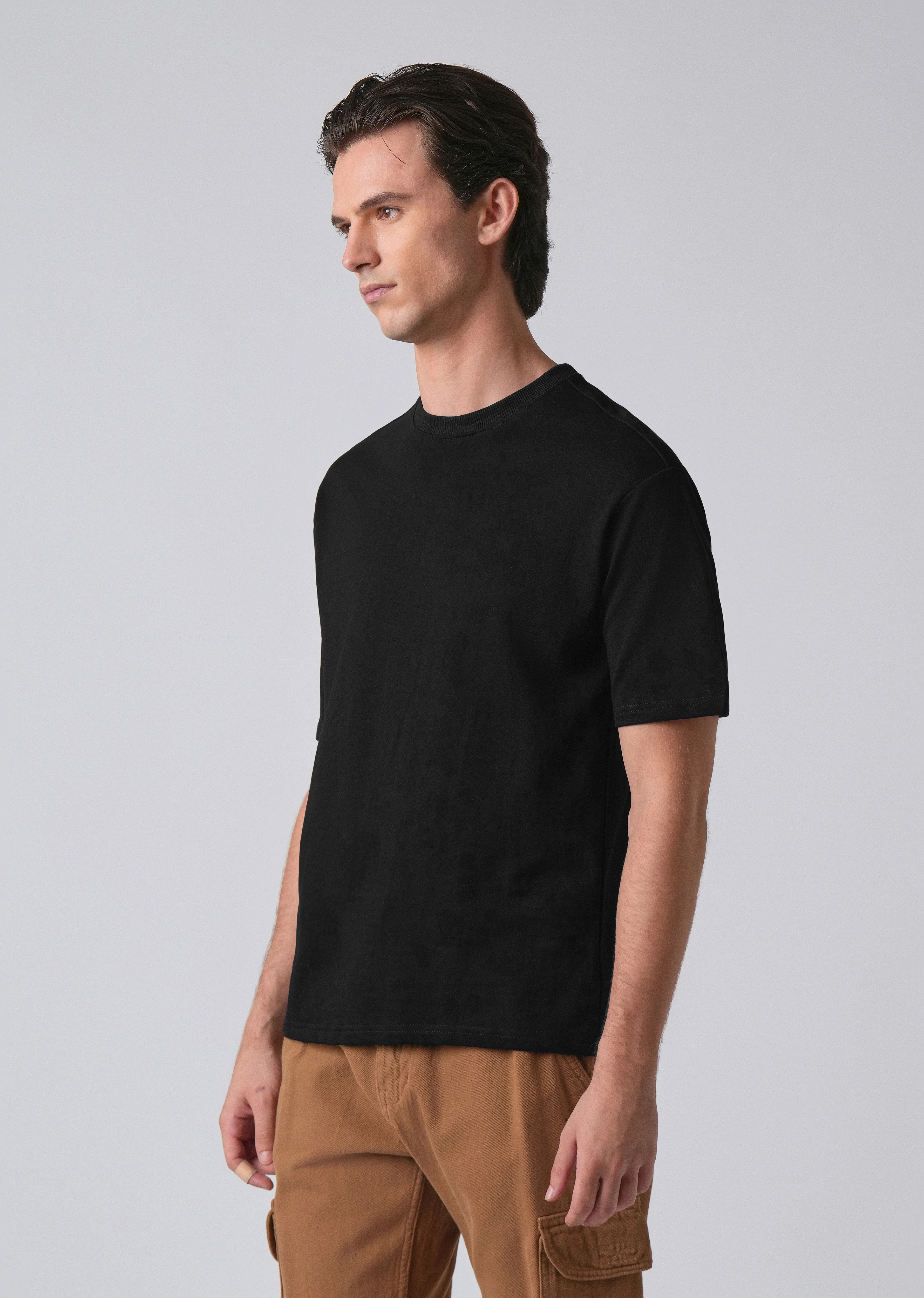 Black Basic Relaxed Fit T-shirt - Image 3