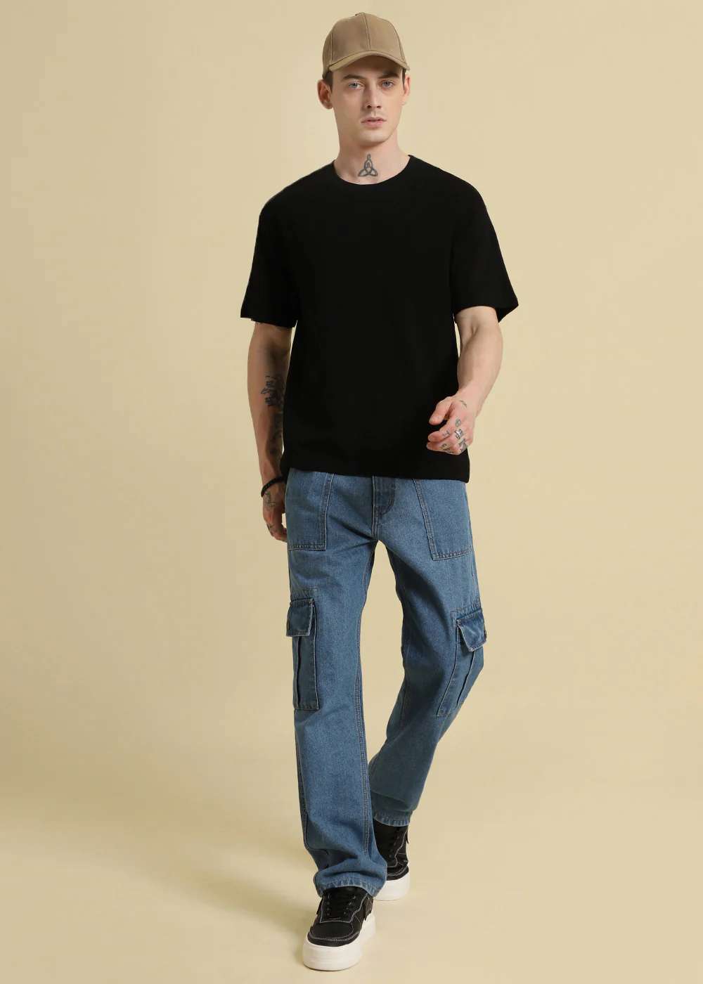Black Basic Textured Oversized T-shirt - Image 6