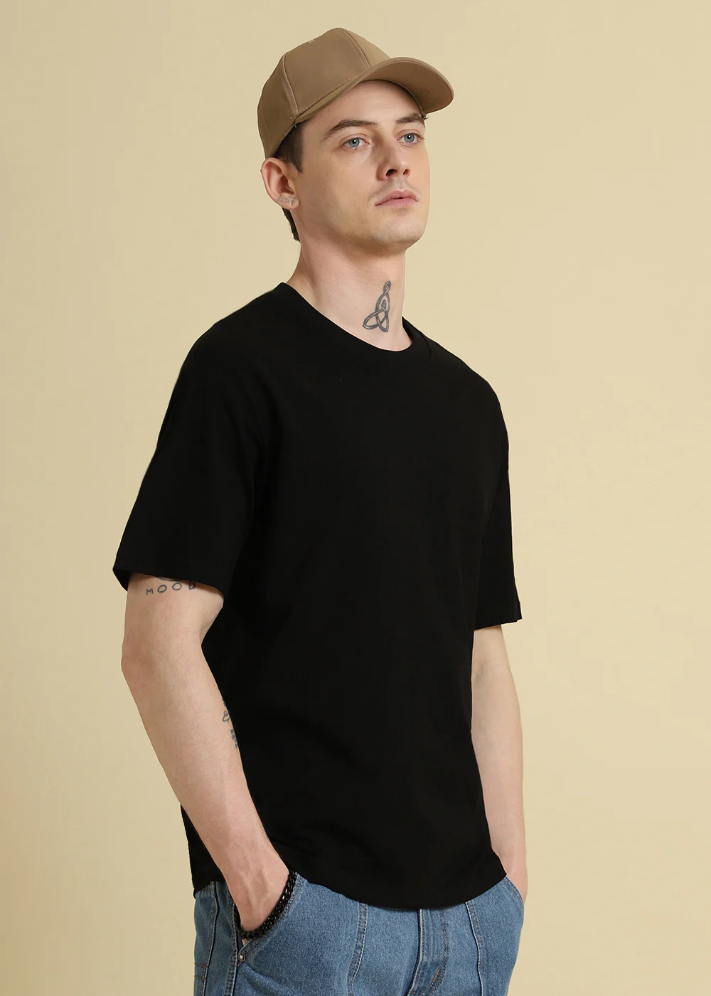 Black Basic Textured Oversized T-shirt - Image 7