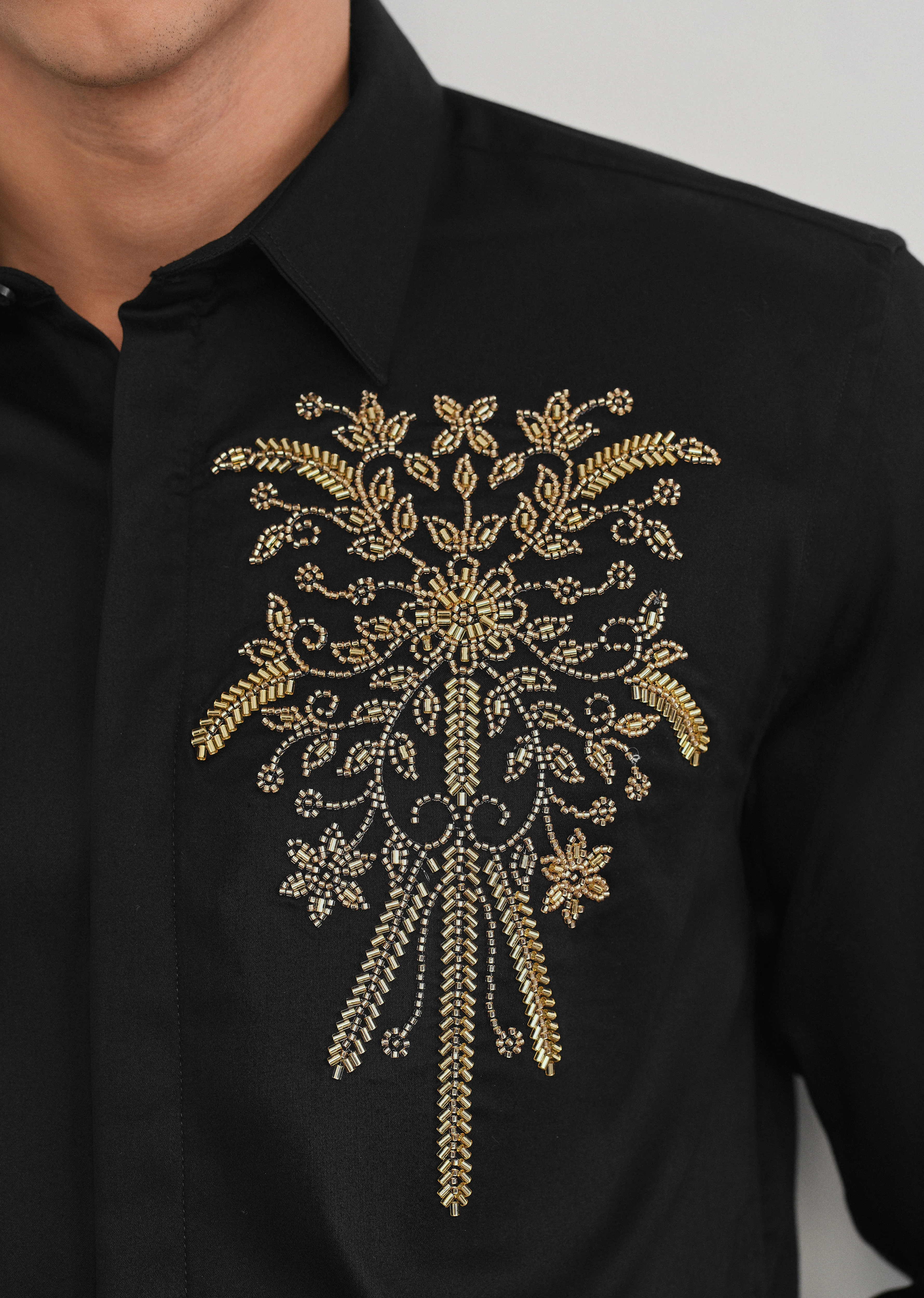 Black Beadwork Designer Shirt - Image 5
