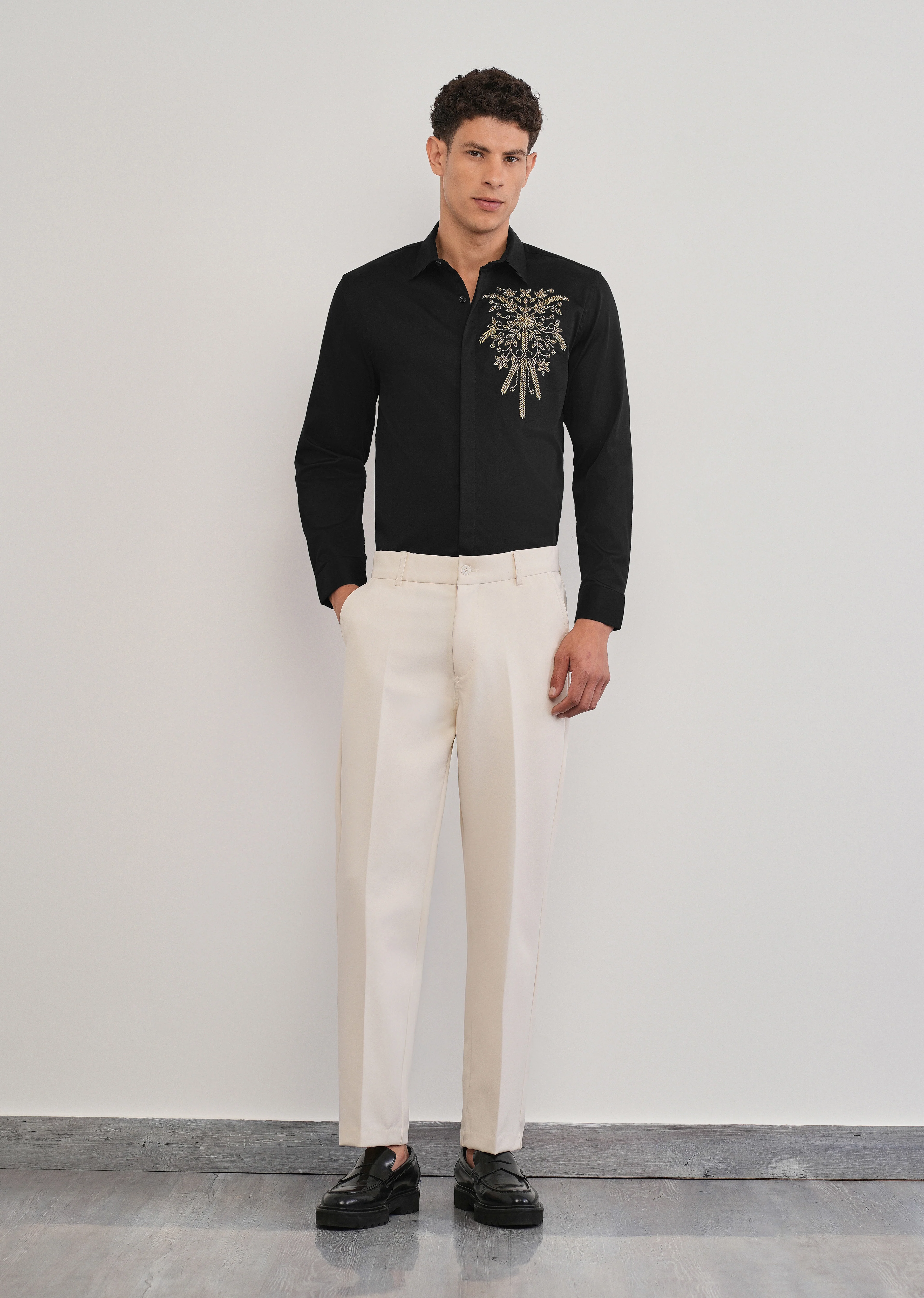 Black Beadwork Designer Shirt - Image 6