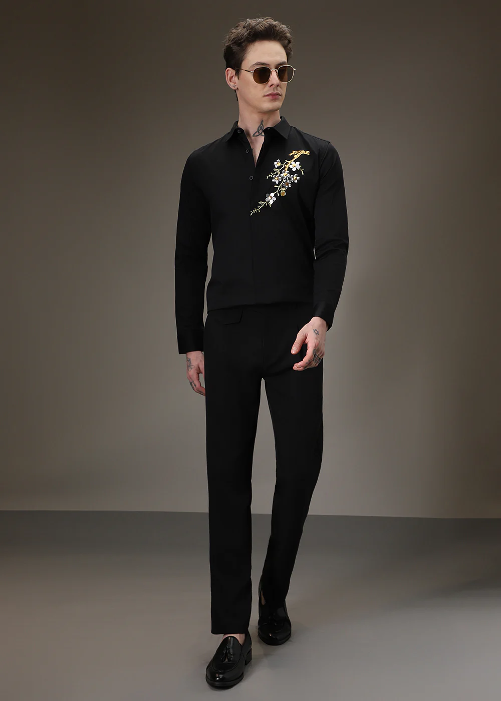 Black Blossom Sequence Designer Shirt - Image 6
