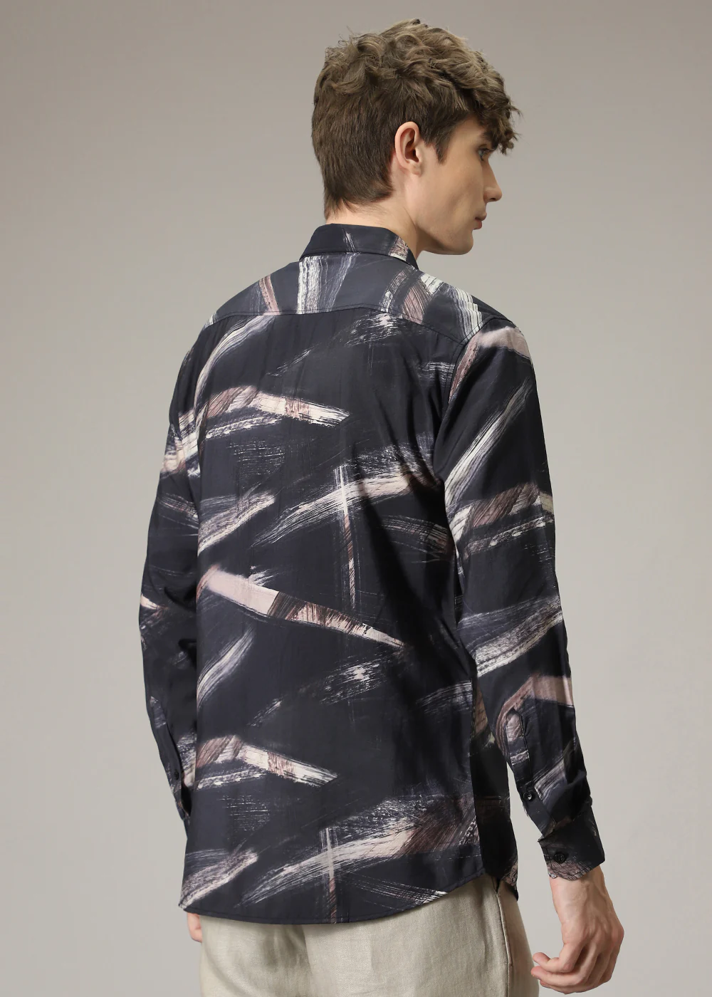 Black Brush Strokes Print Shirt - Image 4