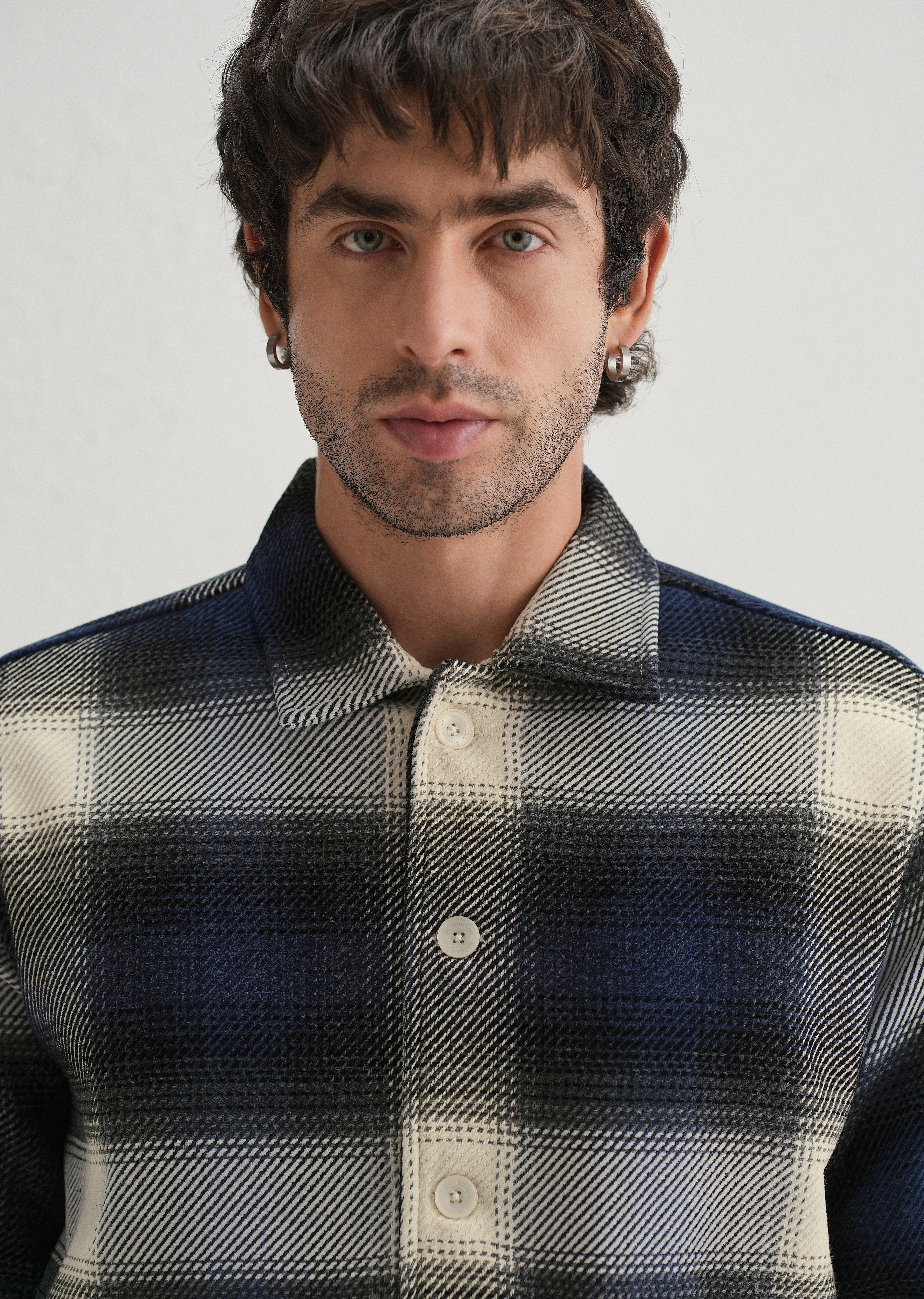 Black Brushed Check Utility Shacket - Image 7