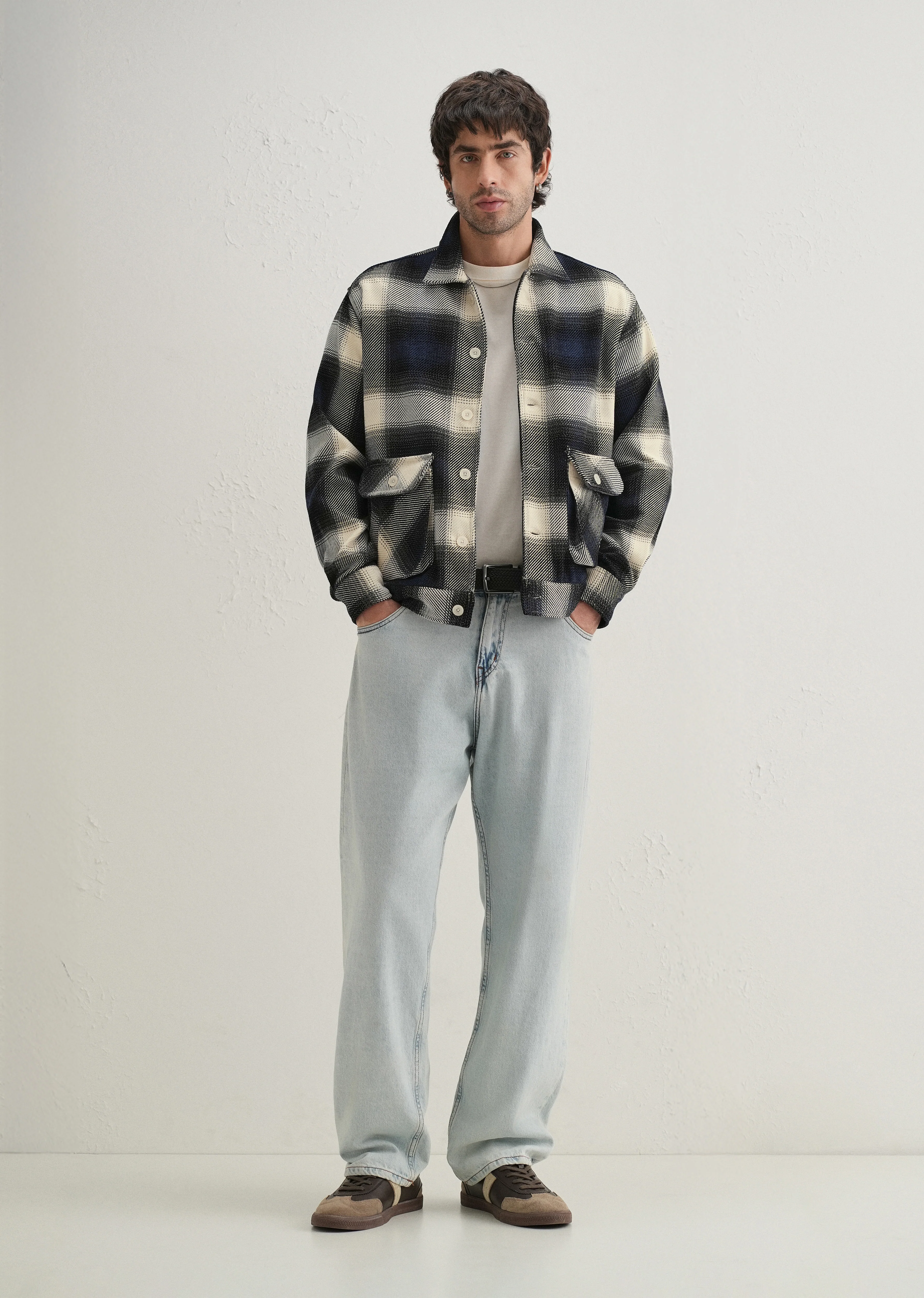 Black Brushed Check Utility Shacket - Image 8