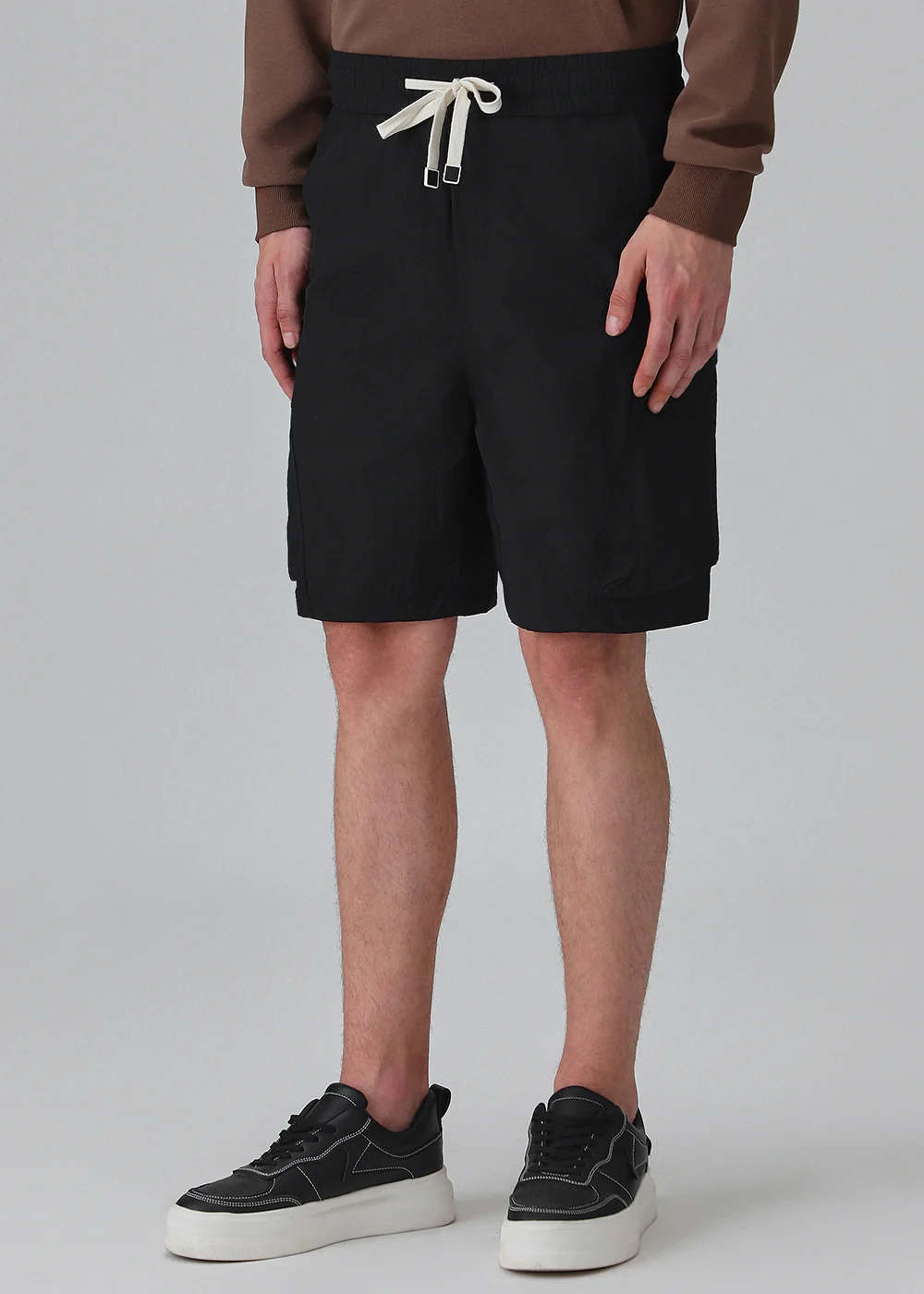 Black Buckled Cargo Shorts - Image 4
