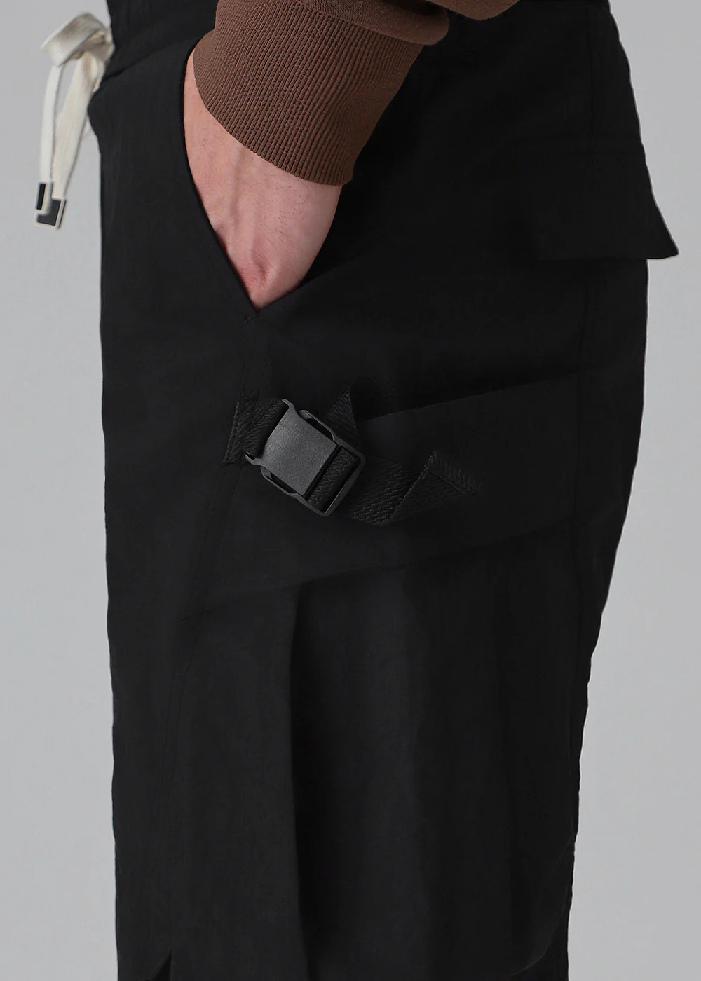 Black Buckled Cargo Shorts - Image 5