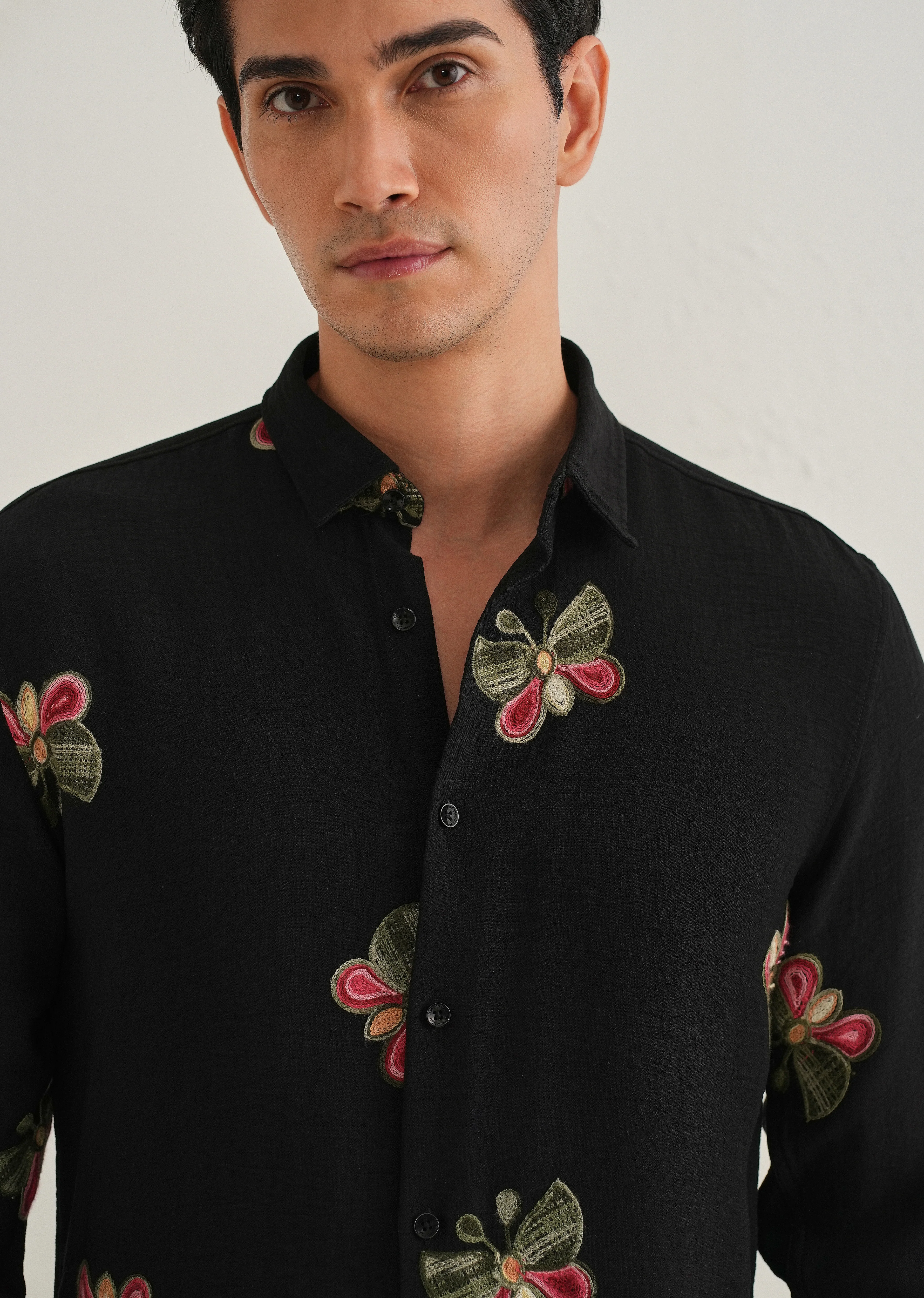 Black Butterfly Embroidered Shirt - Image 2