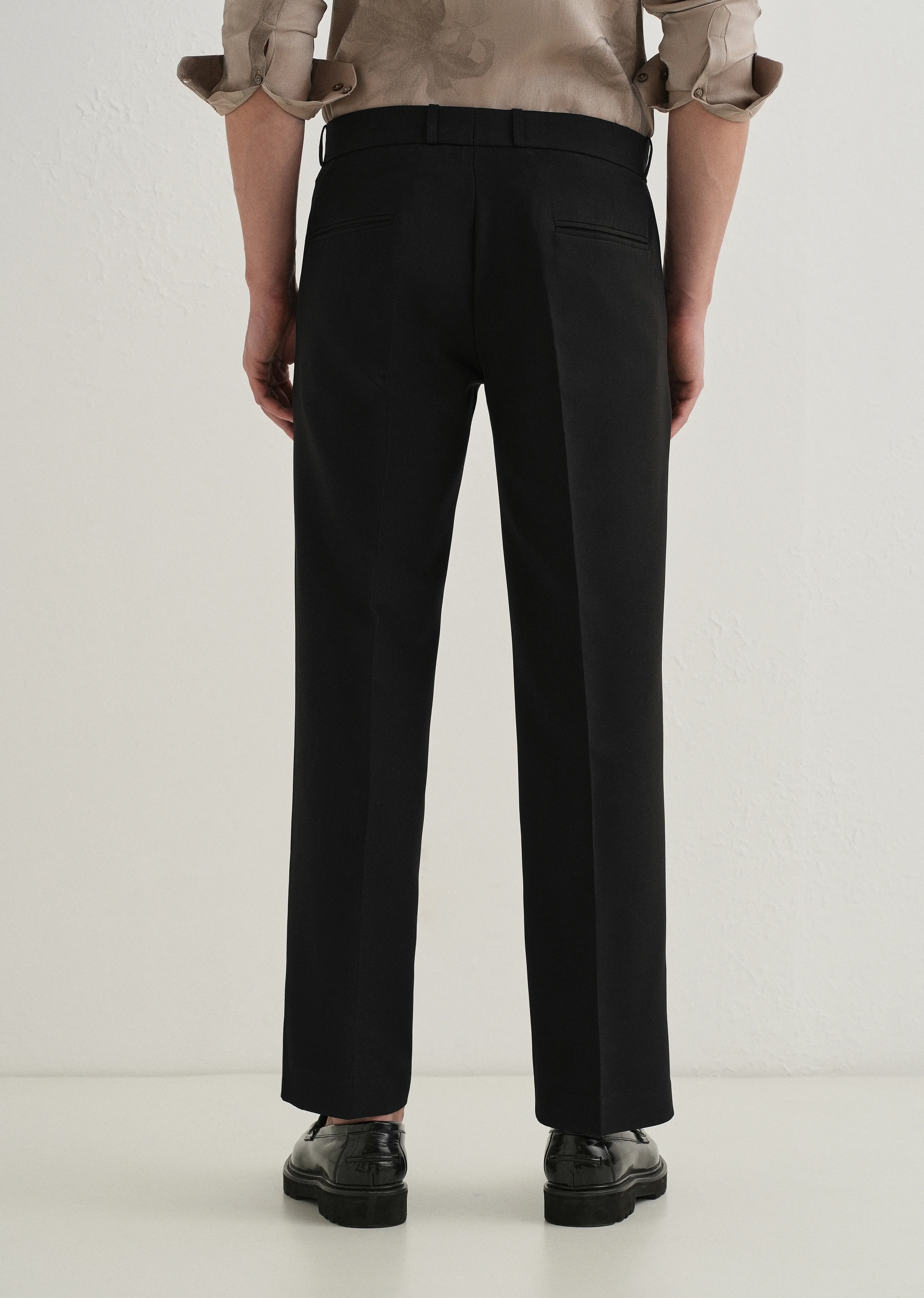 Black Button-Tab Pleat Trouser - Image 2