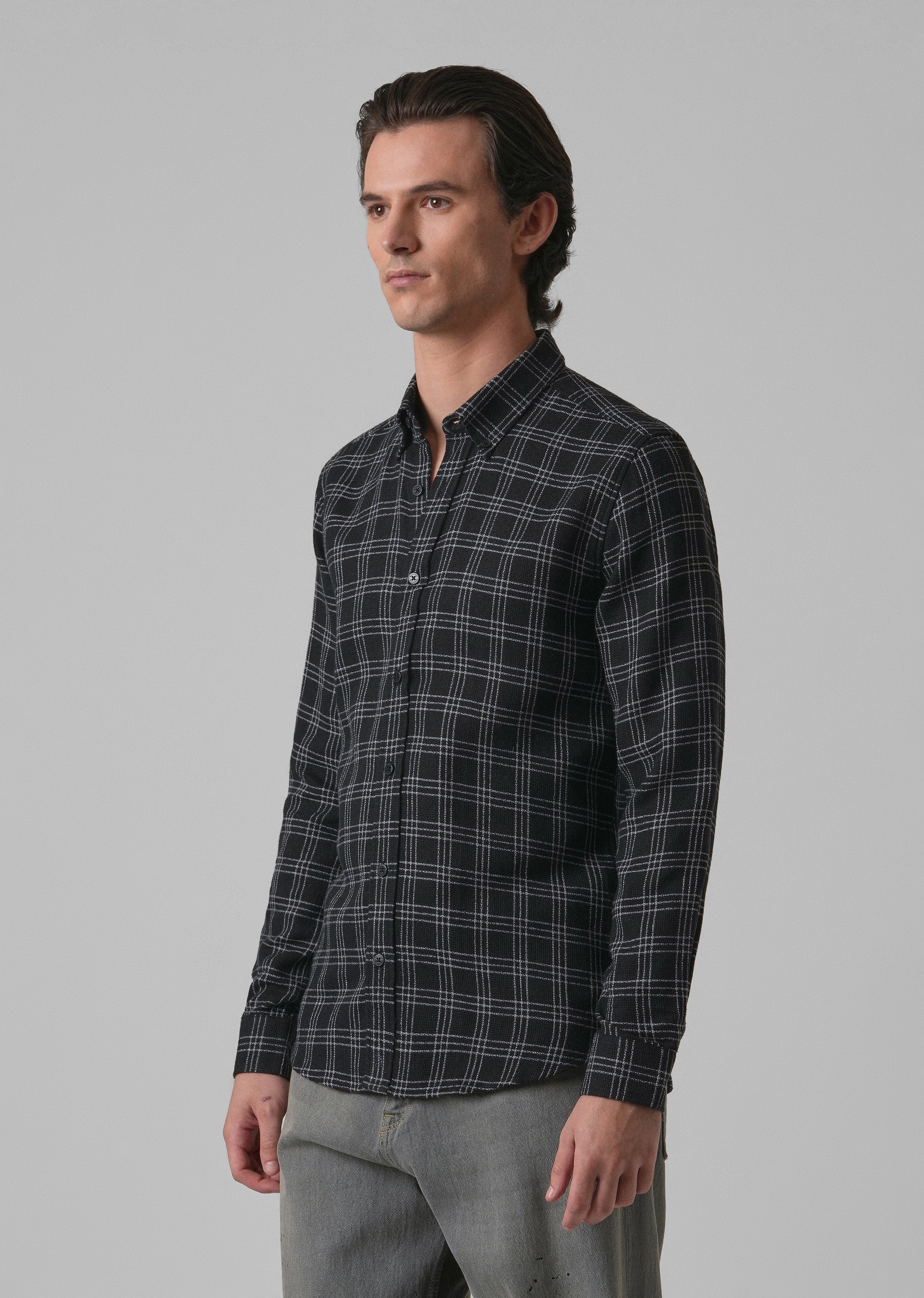 Melange Black Cannon Check Shirt - Image 4