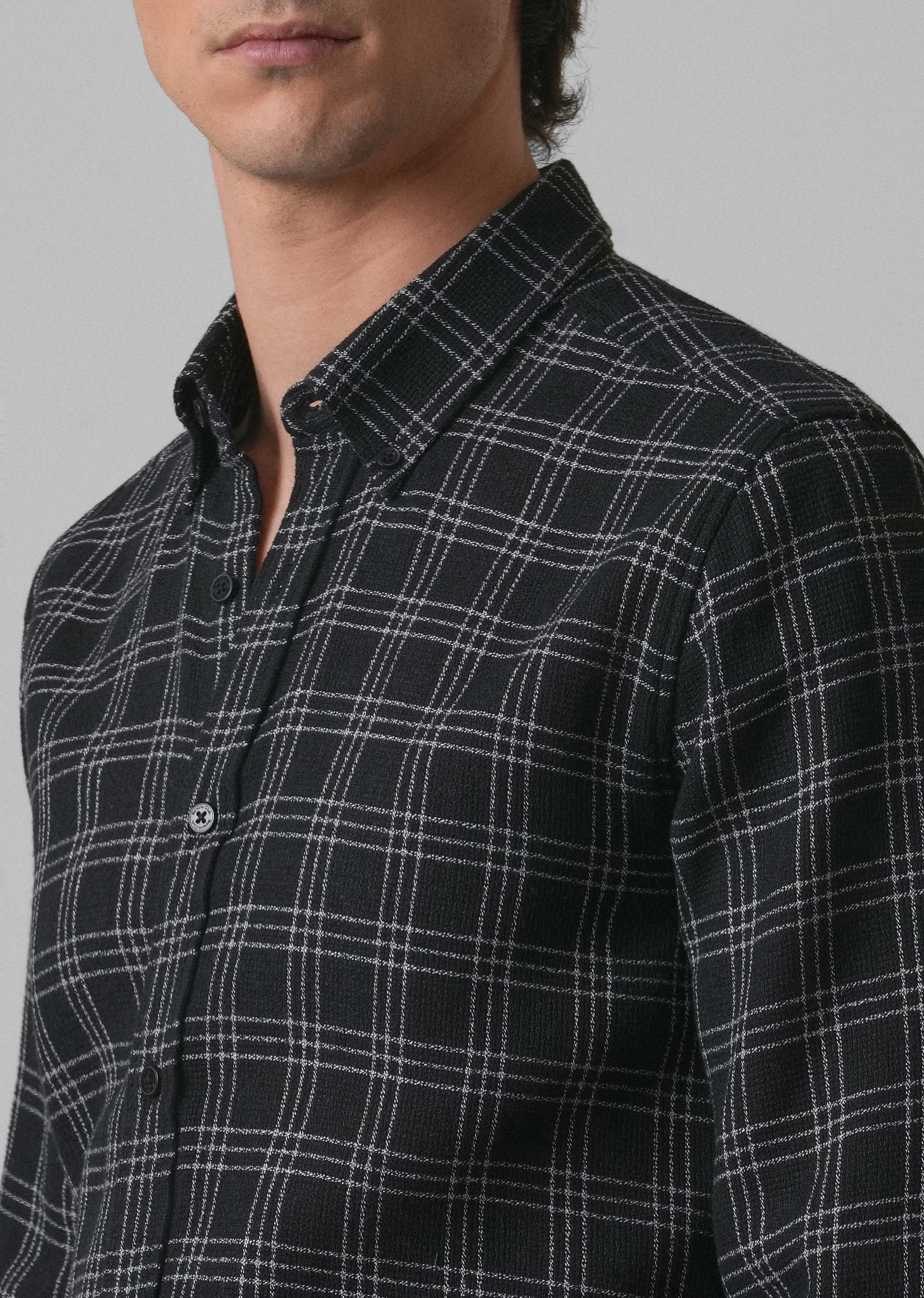 Melange Black Cannon Check Shirt - Image 5