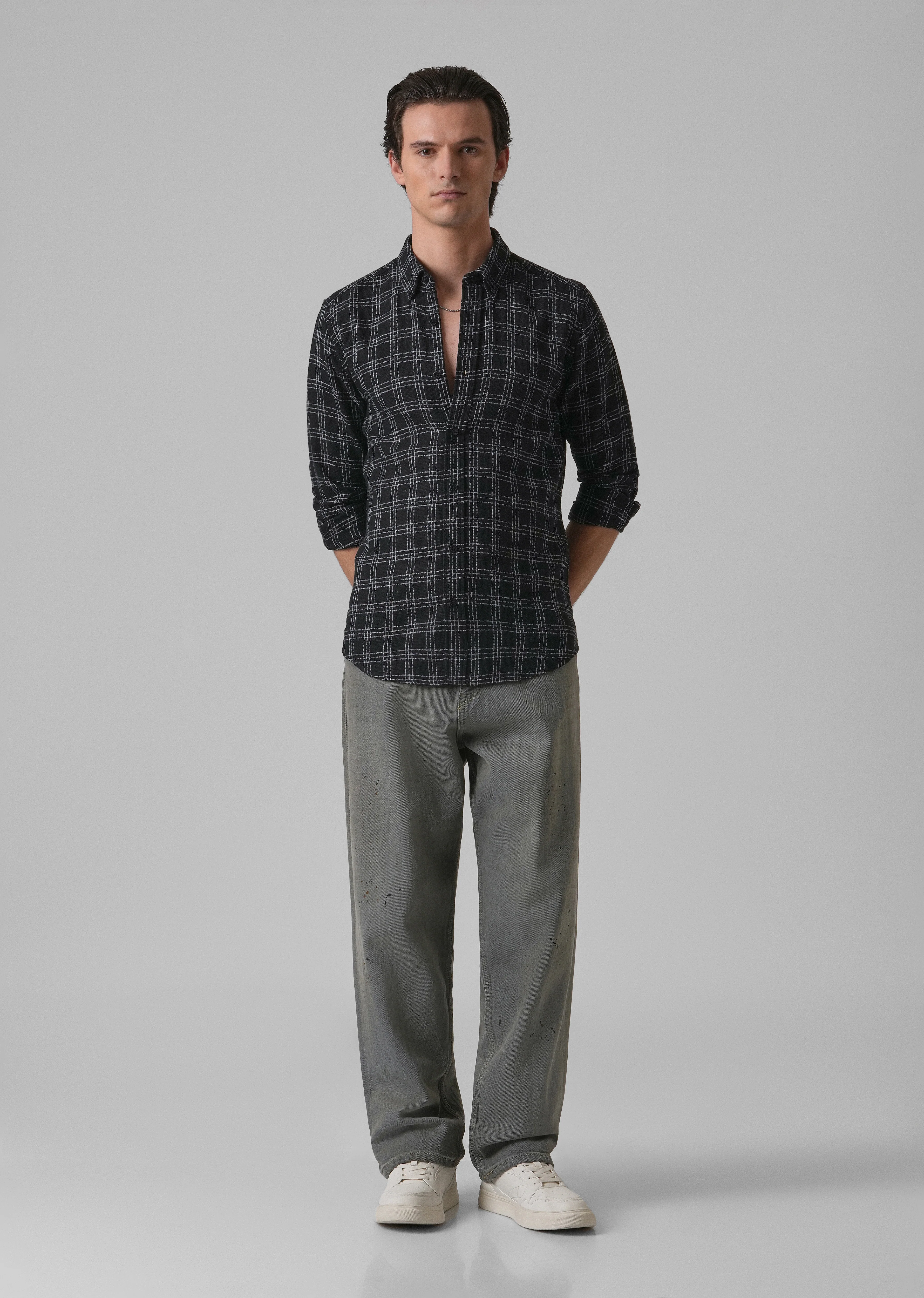 Melange Black Cannon Check Shirt - Image 6