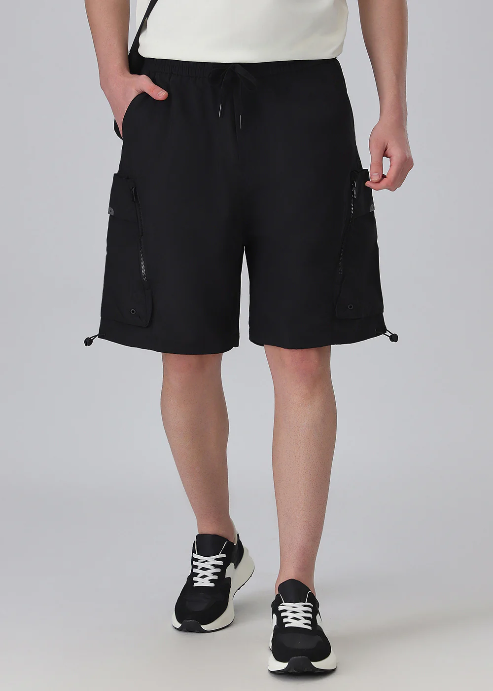 Black Cargo Pocket Shorts - Image 3