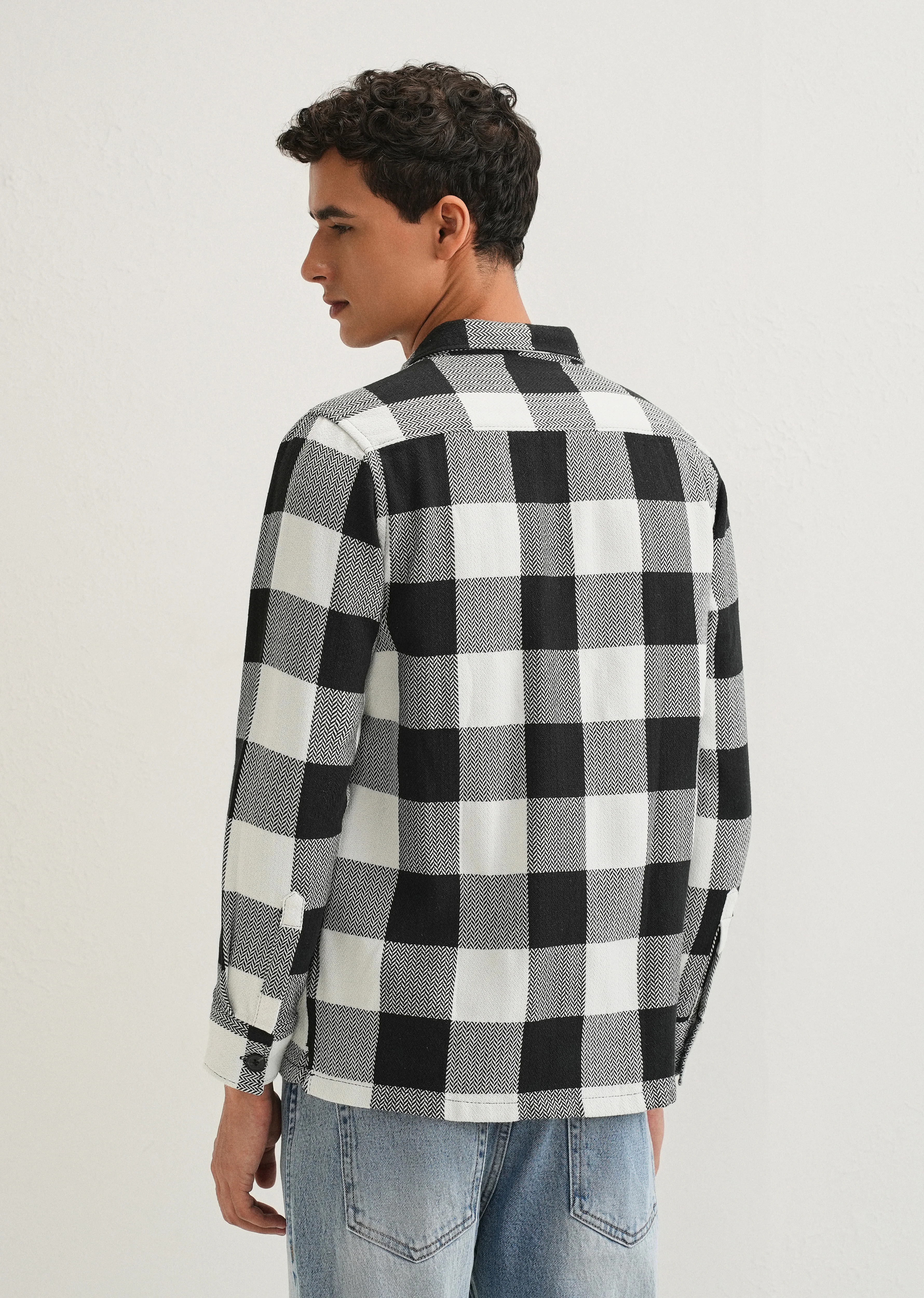 Black Checked Overshirt - Image 2
