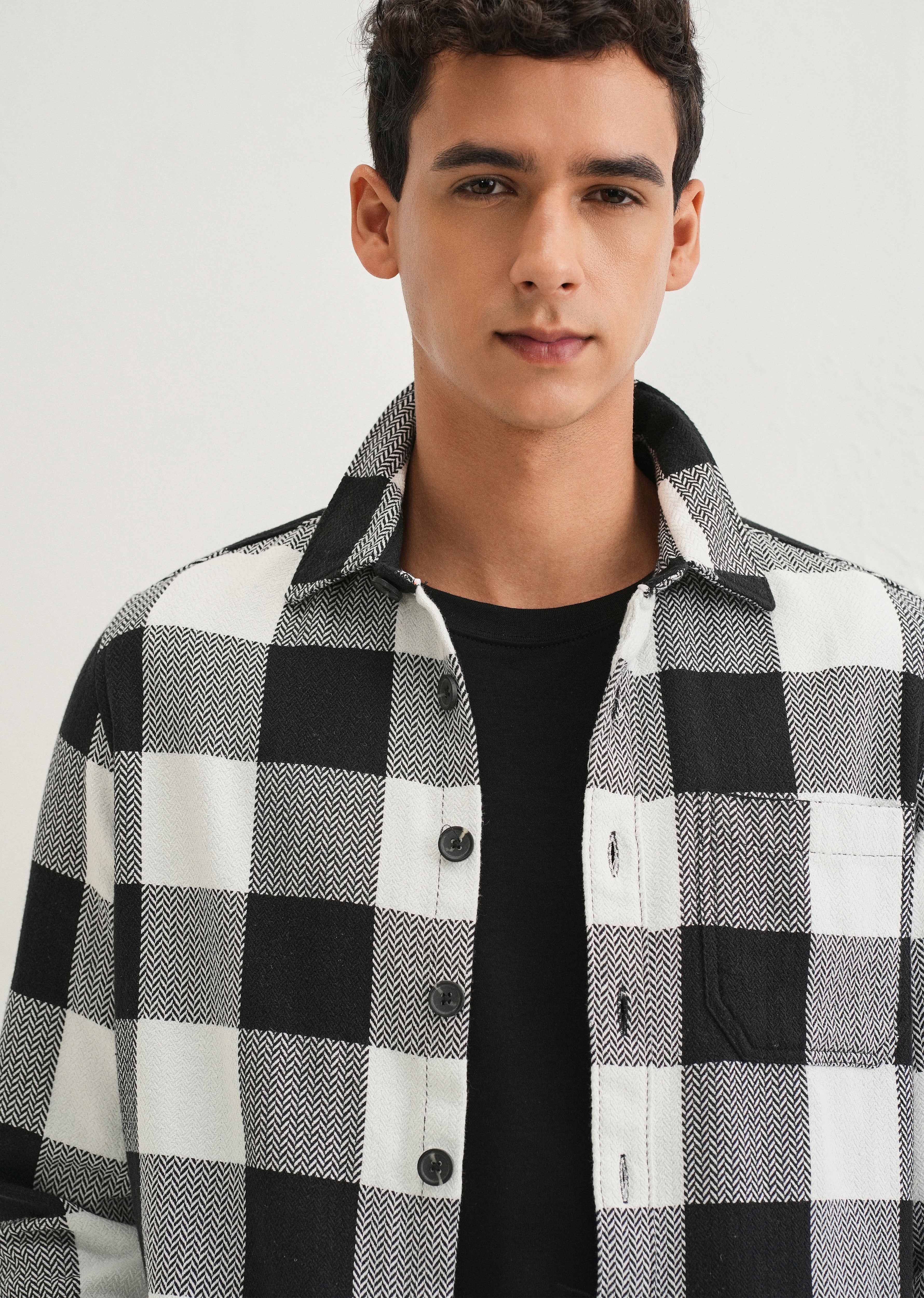 Black Checked Overshirt - Image 5