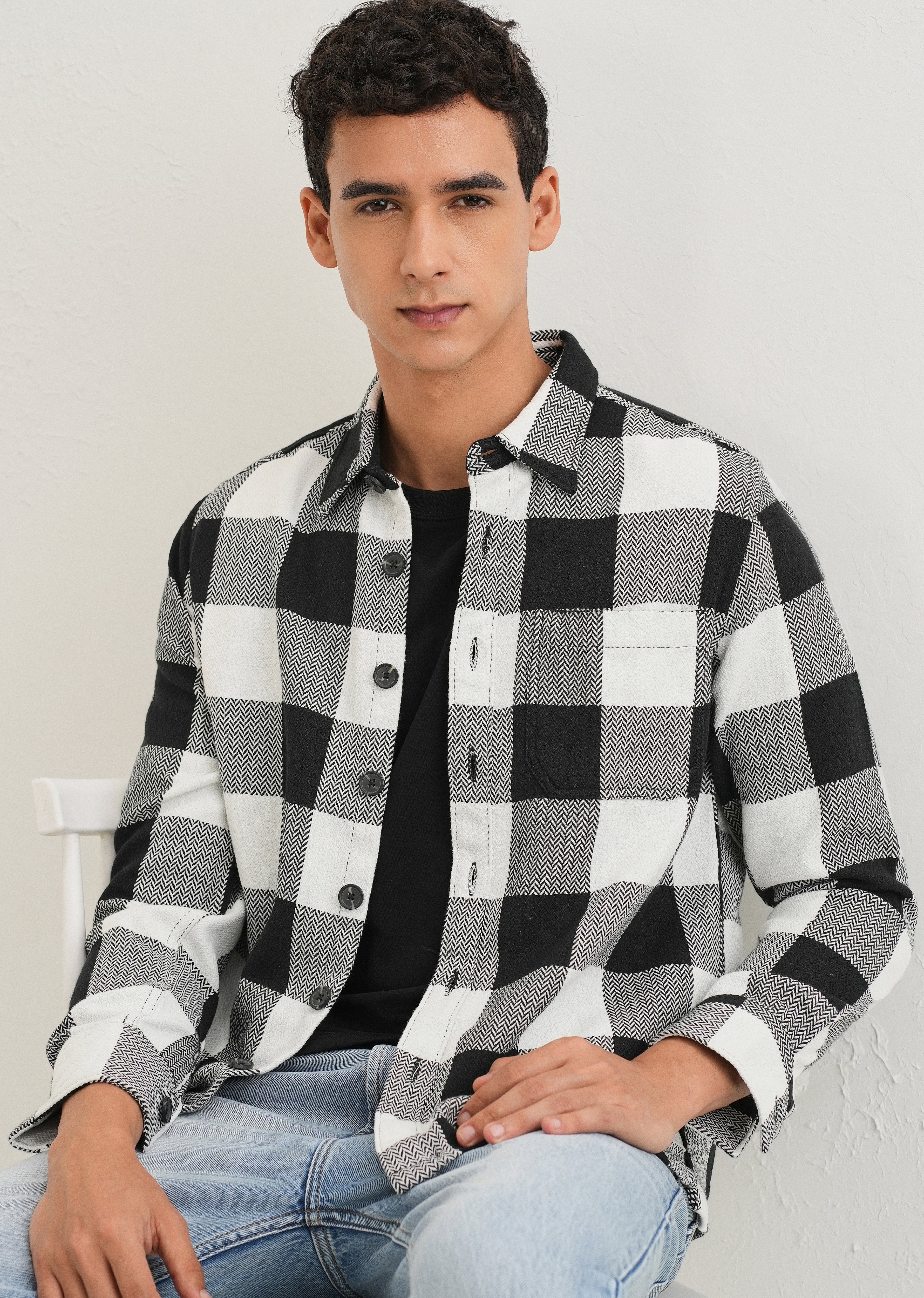 Black Checked Overshirt - Image 6