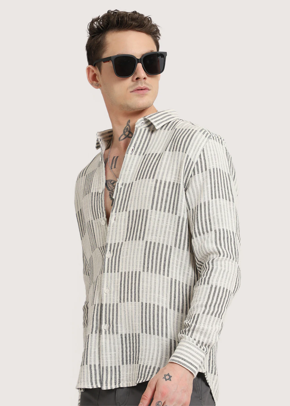 Black Checker Textured Shirt - Image 2