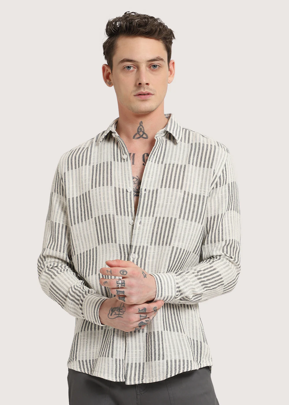 Black Checker Textured Shirt - Image 3