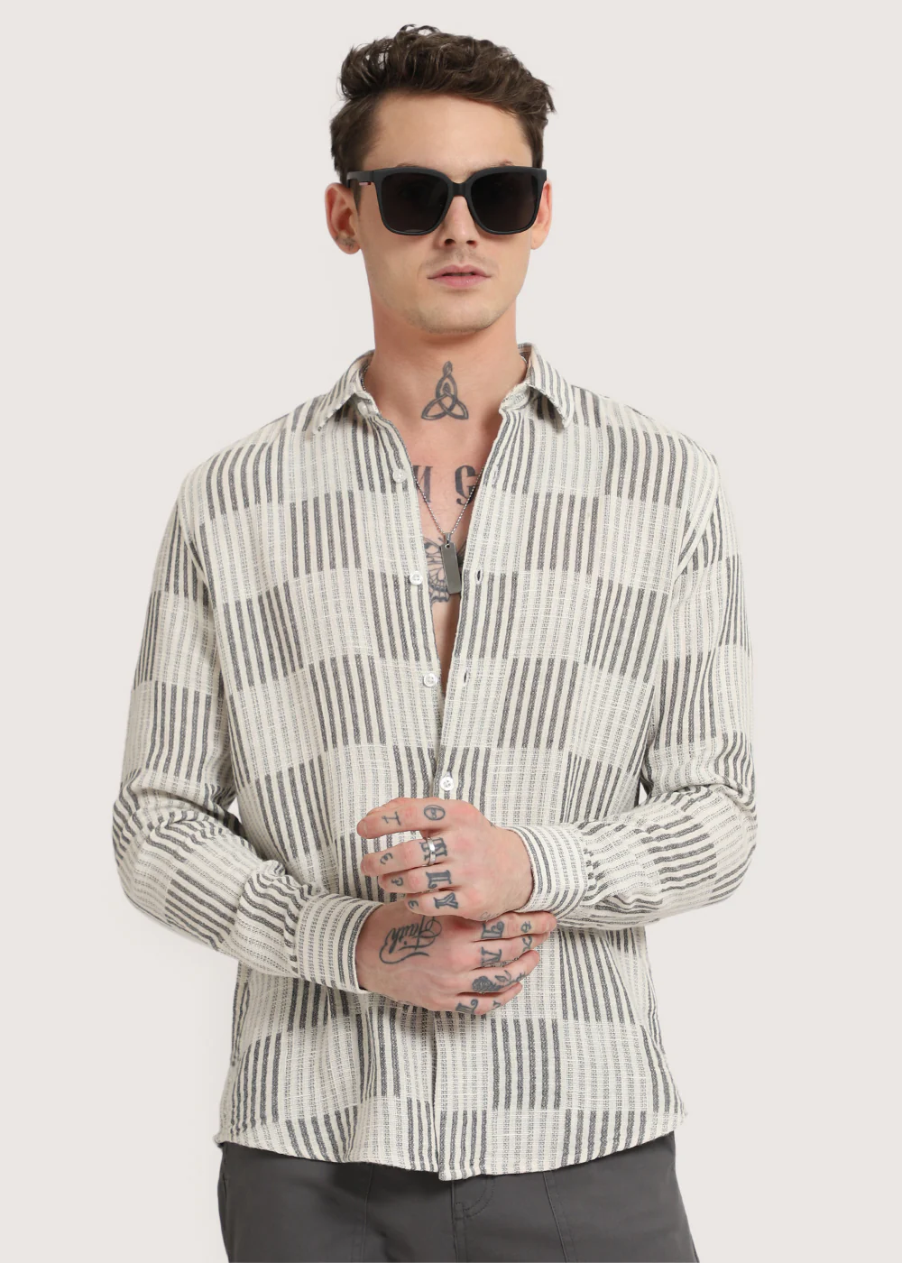 Black Checker Textured Shirt - Image 6