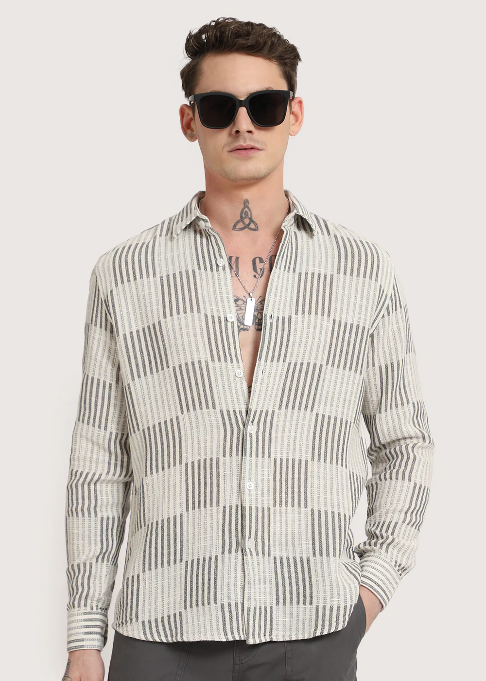 Black Checker Textured Shirt - Image 8