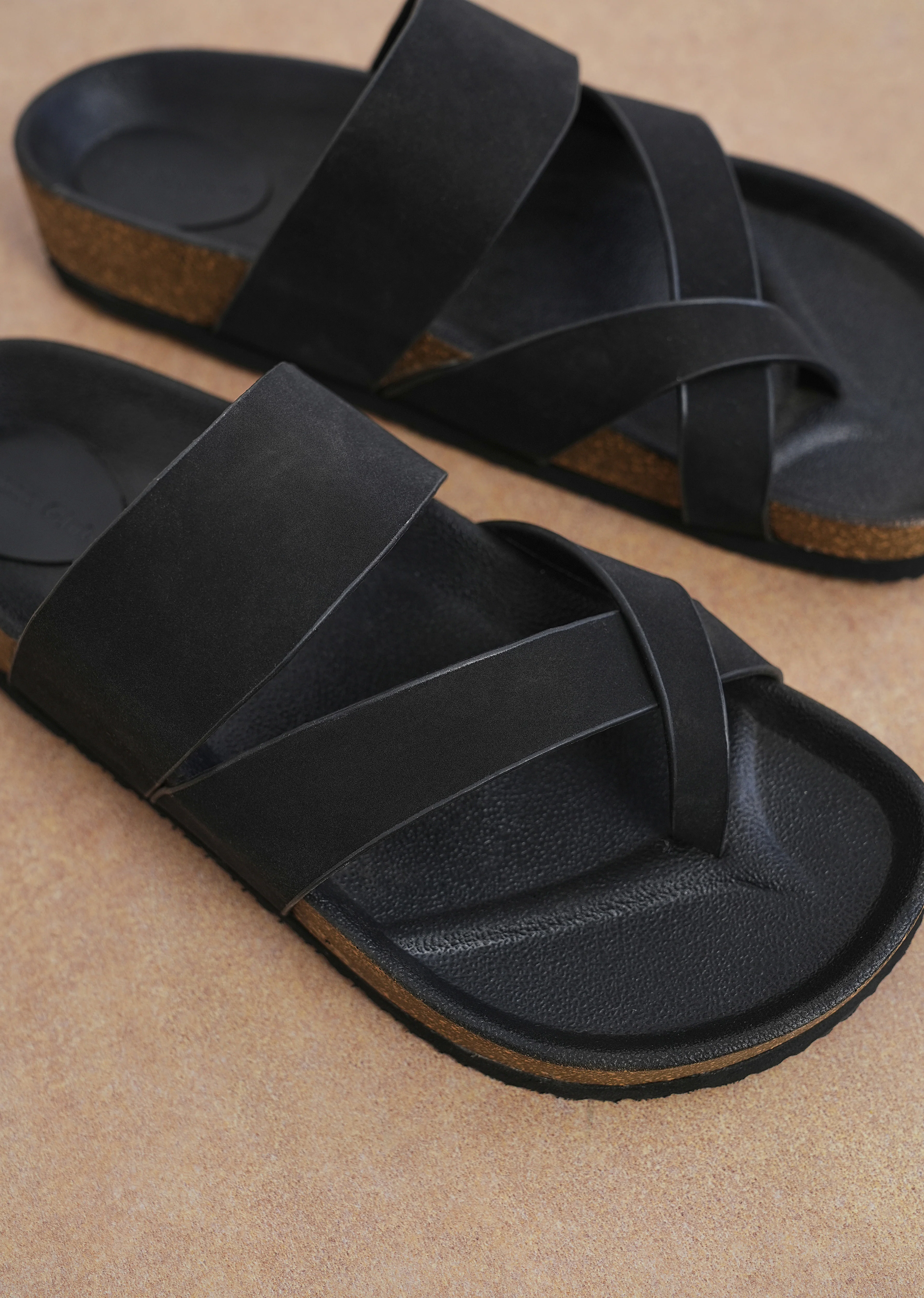 Black Classic Criss-Cross Comfort Sandals - Image 6