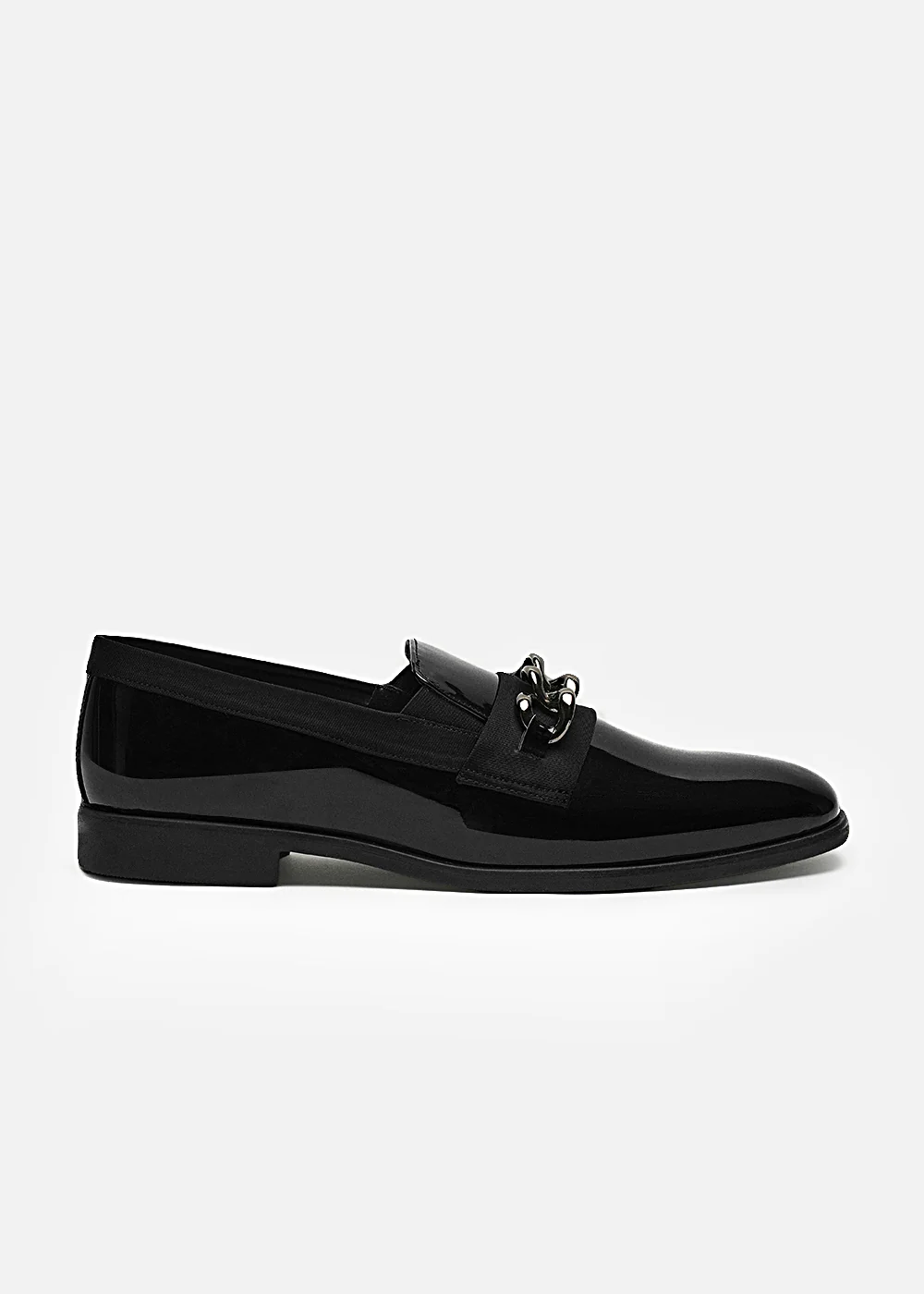 Black Classic Shine Metal-Detail Loafers - Image 3