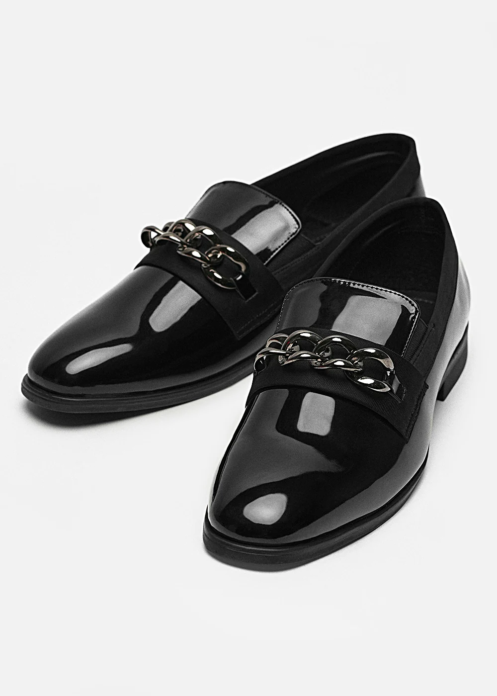 Black Classic Shine Metal-Detail Loafers - Image 4