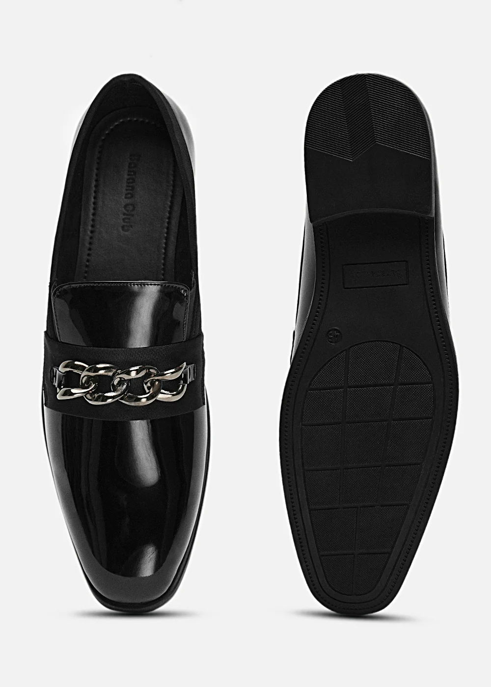 Black Classic Shine Metal-Detail Loafers - Image 5