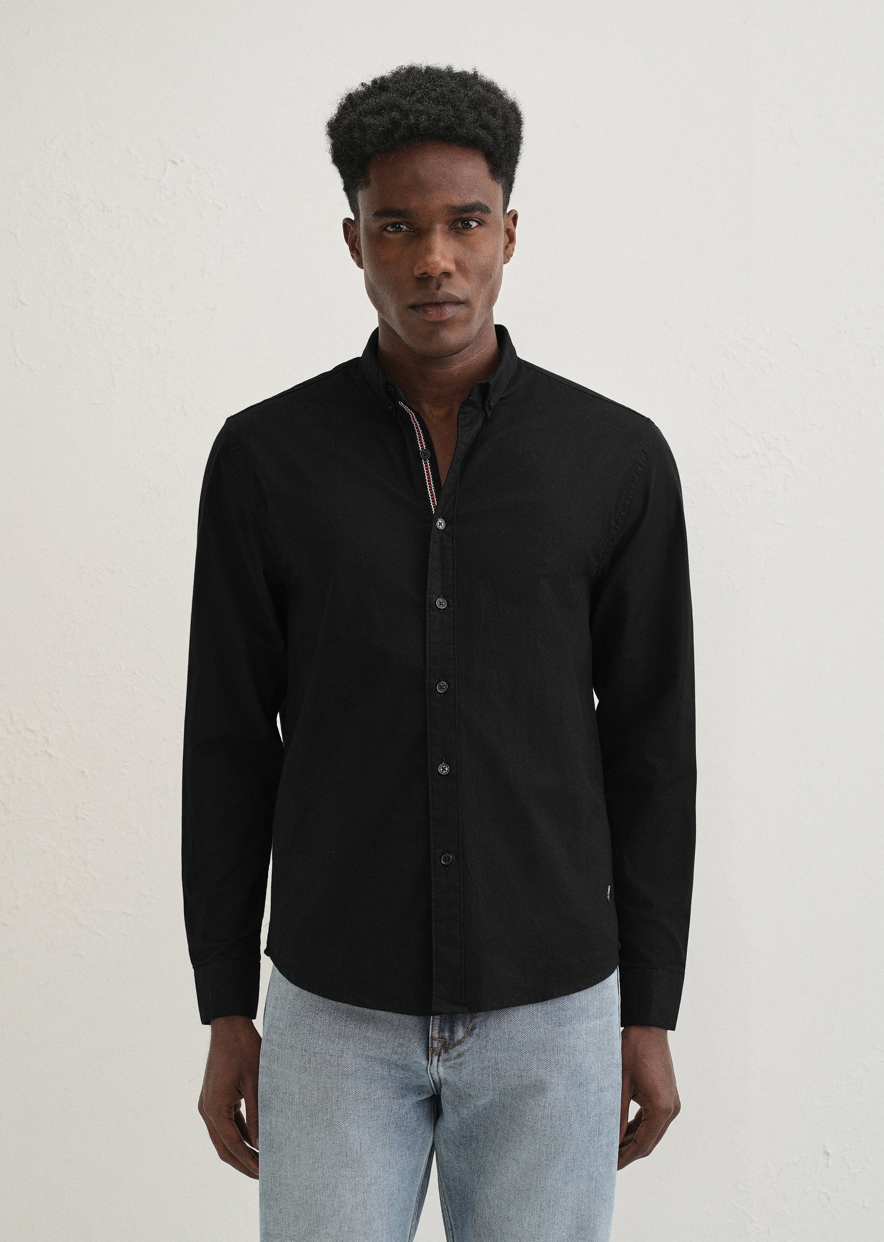 Black Contrast Placket Shirt - Image 4