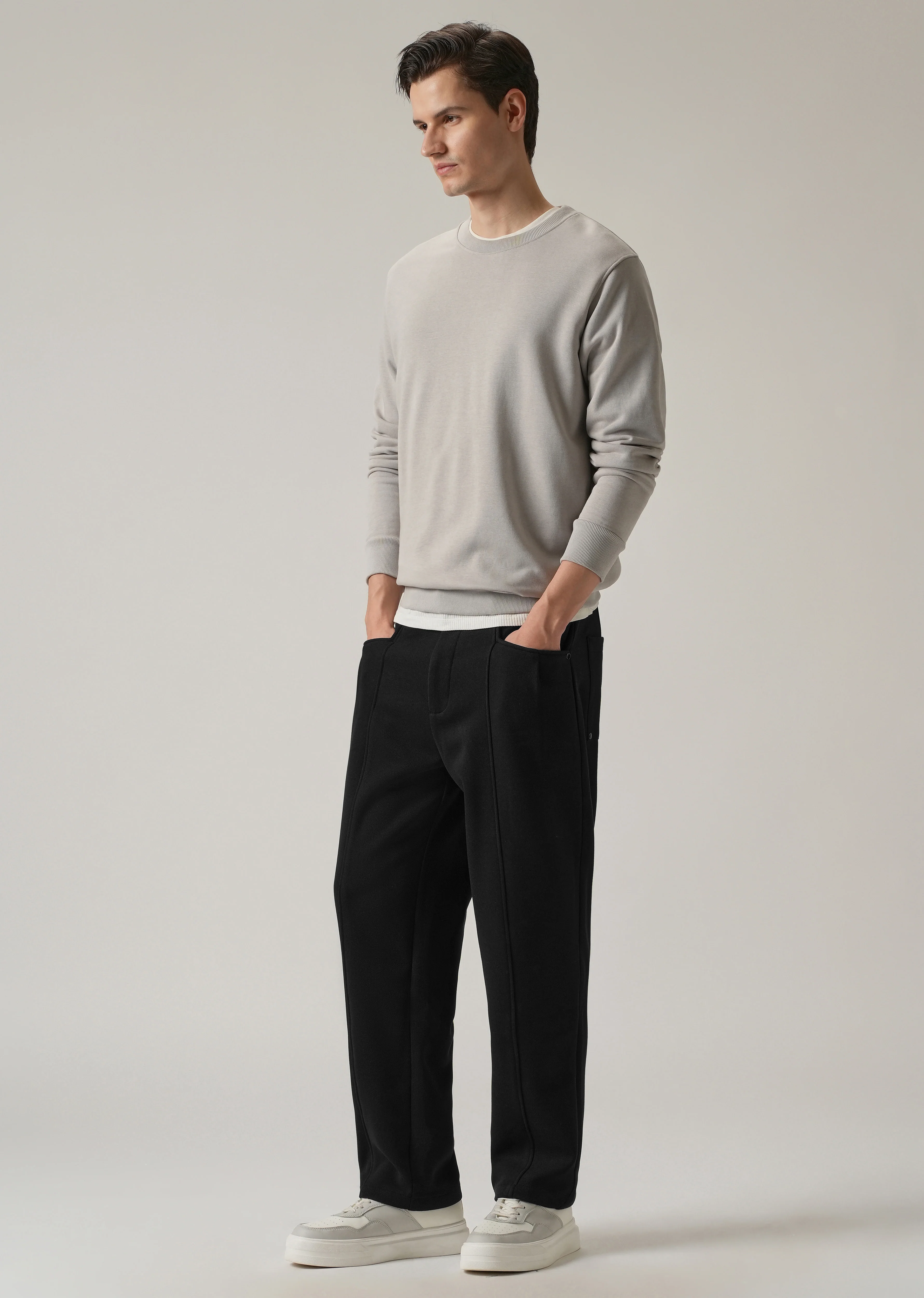 Black Corduroy Relaxed Fit Drawstring Pant - Image 6
