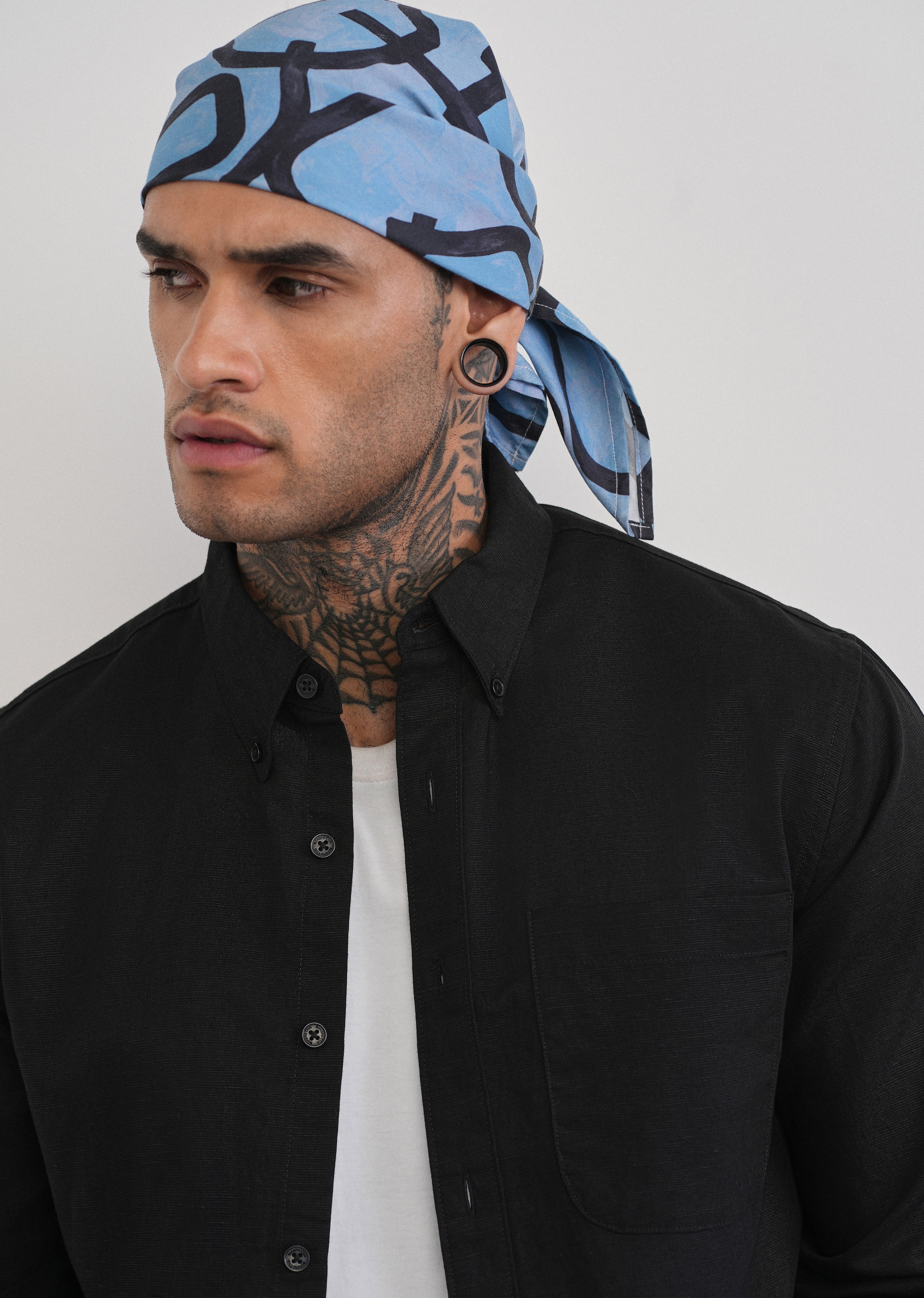 Black Cotton Linen Plain Shirt - Image 5