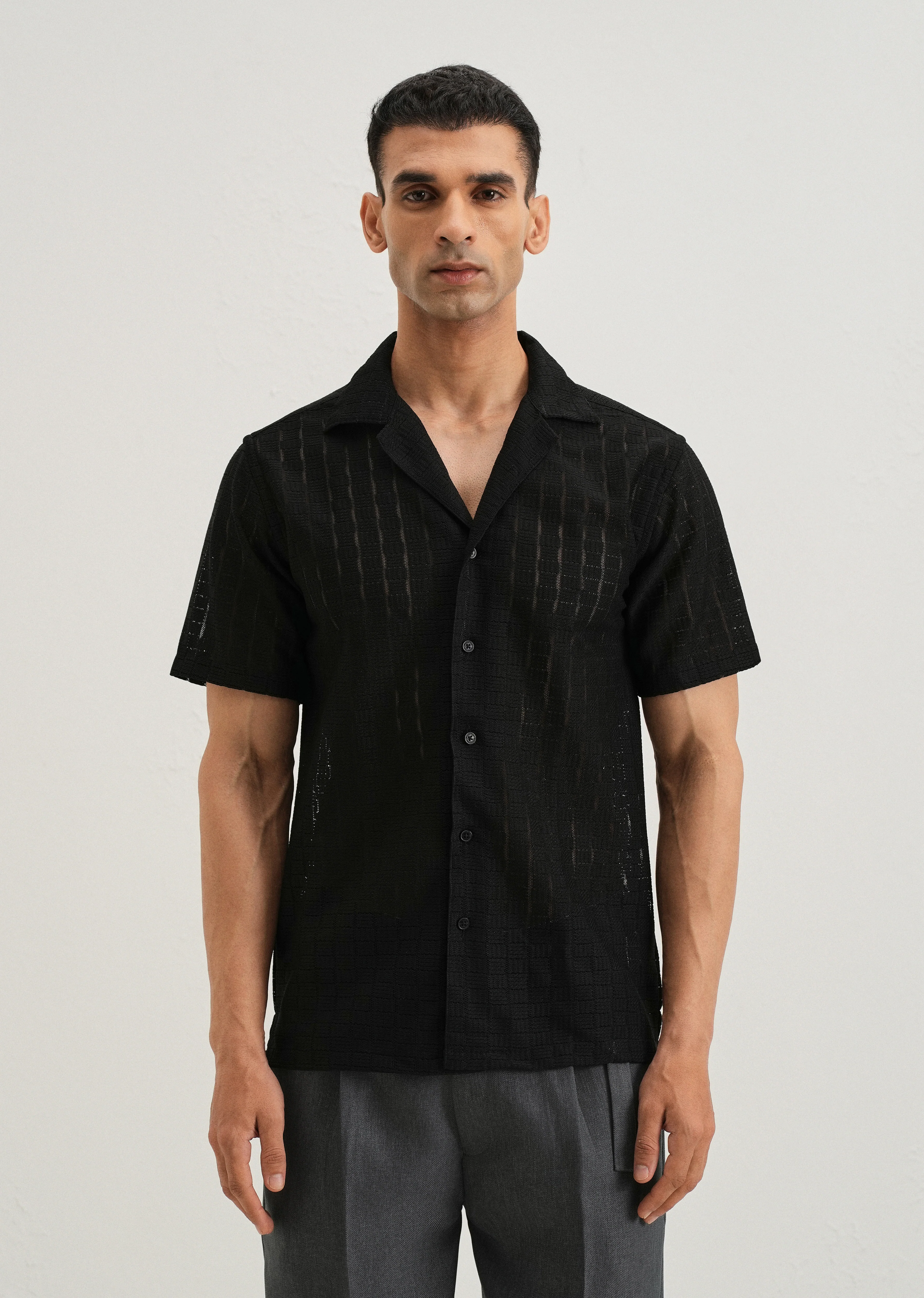 Black Crochet Shirt - Image 3