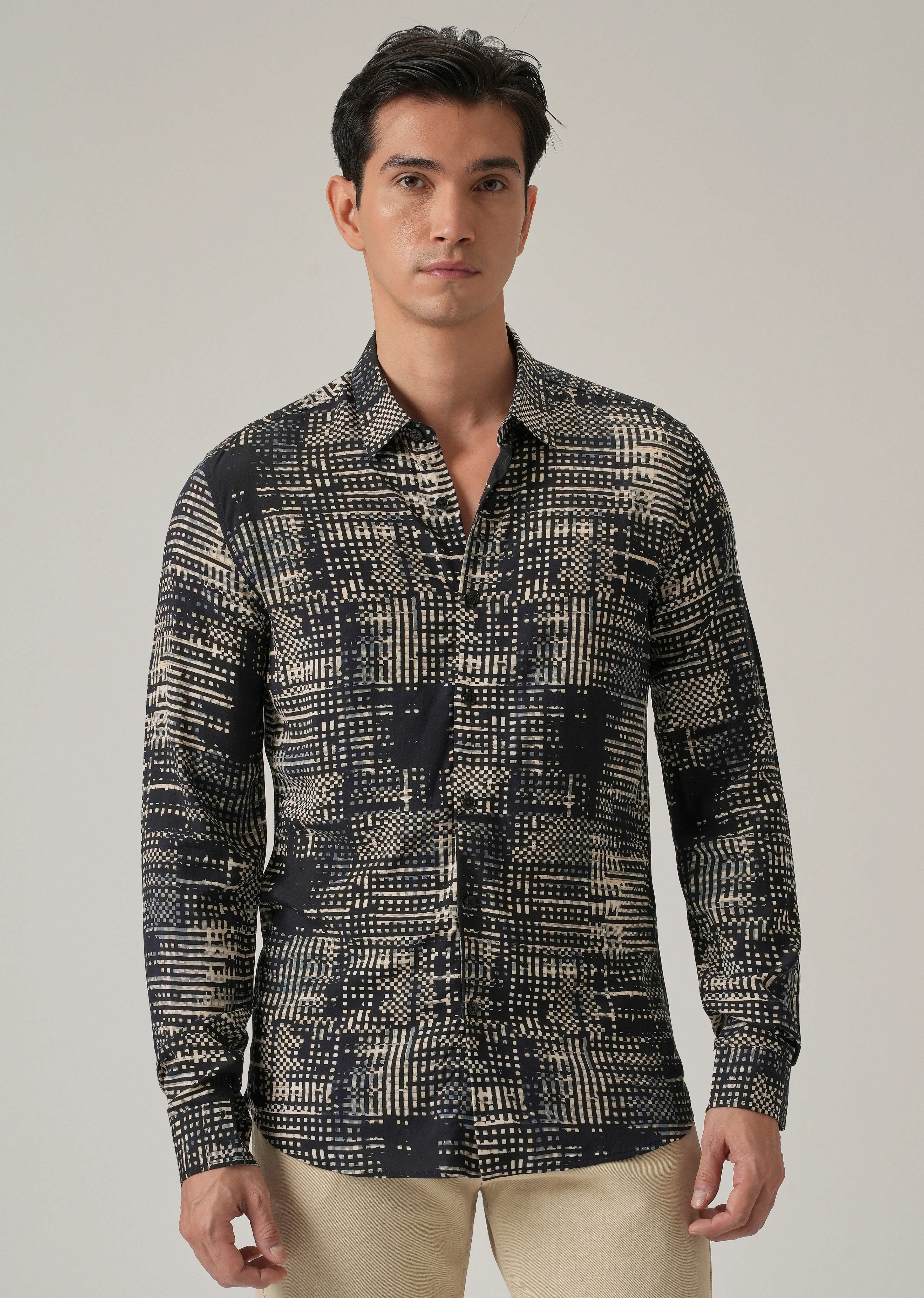 Black Crosshatch Print Shirt - Image 3