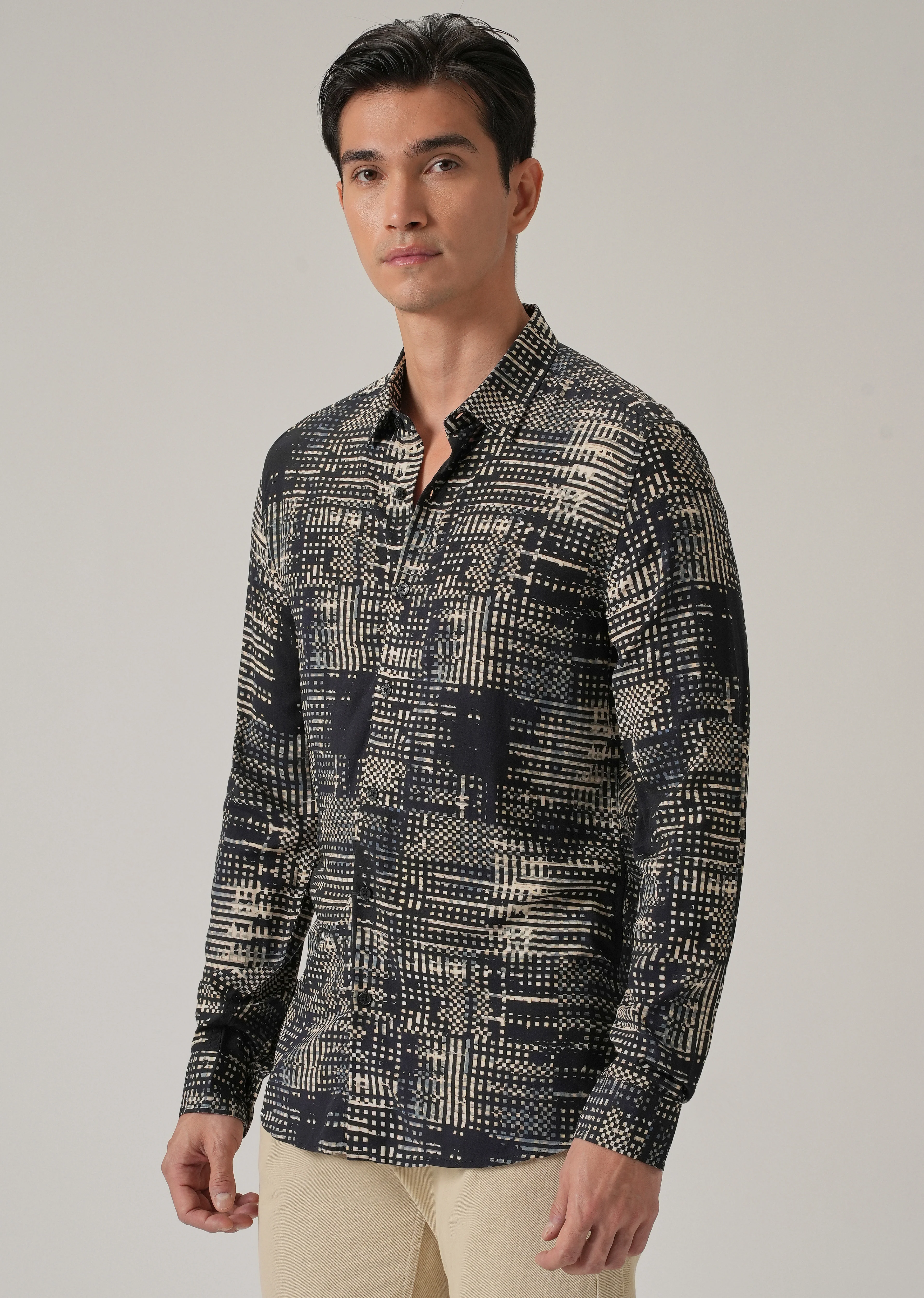 Black Crosshatch Print Shirt - Image 4