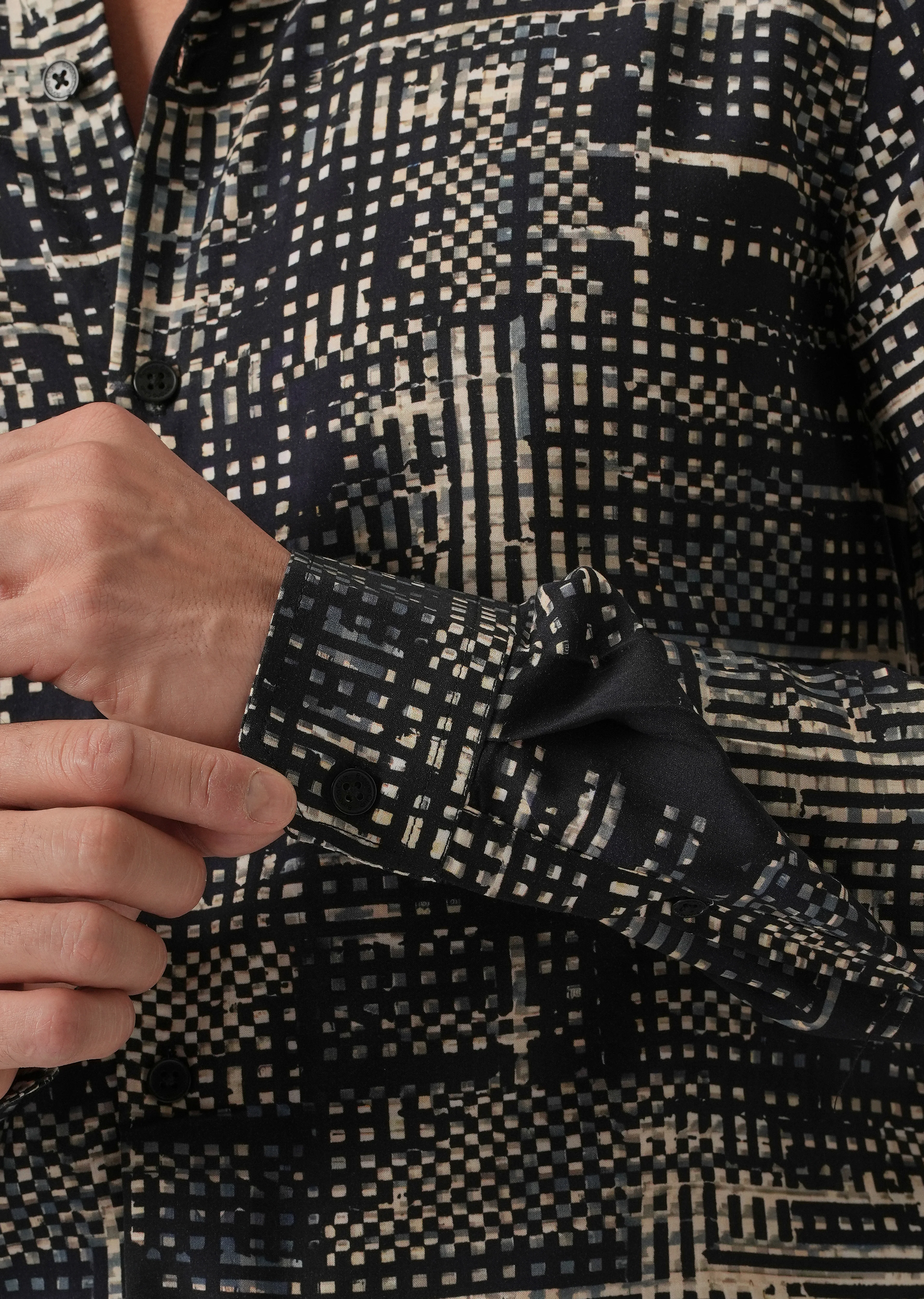 Black Crosshatch Print Shirt - Image 5
