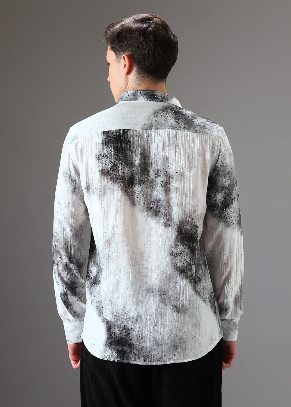 Black Crushed Printed Shirt - Image 4
