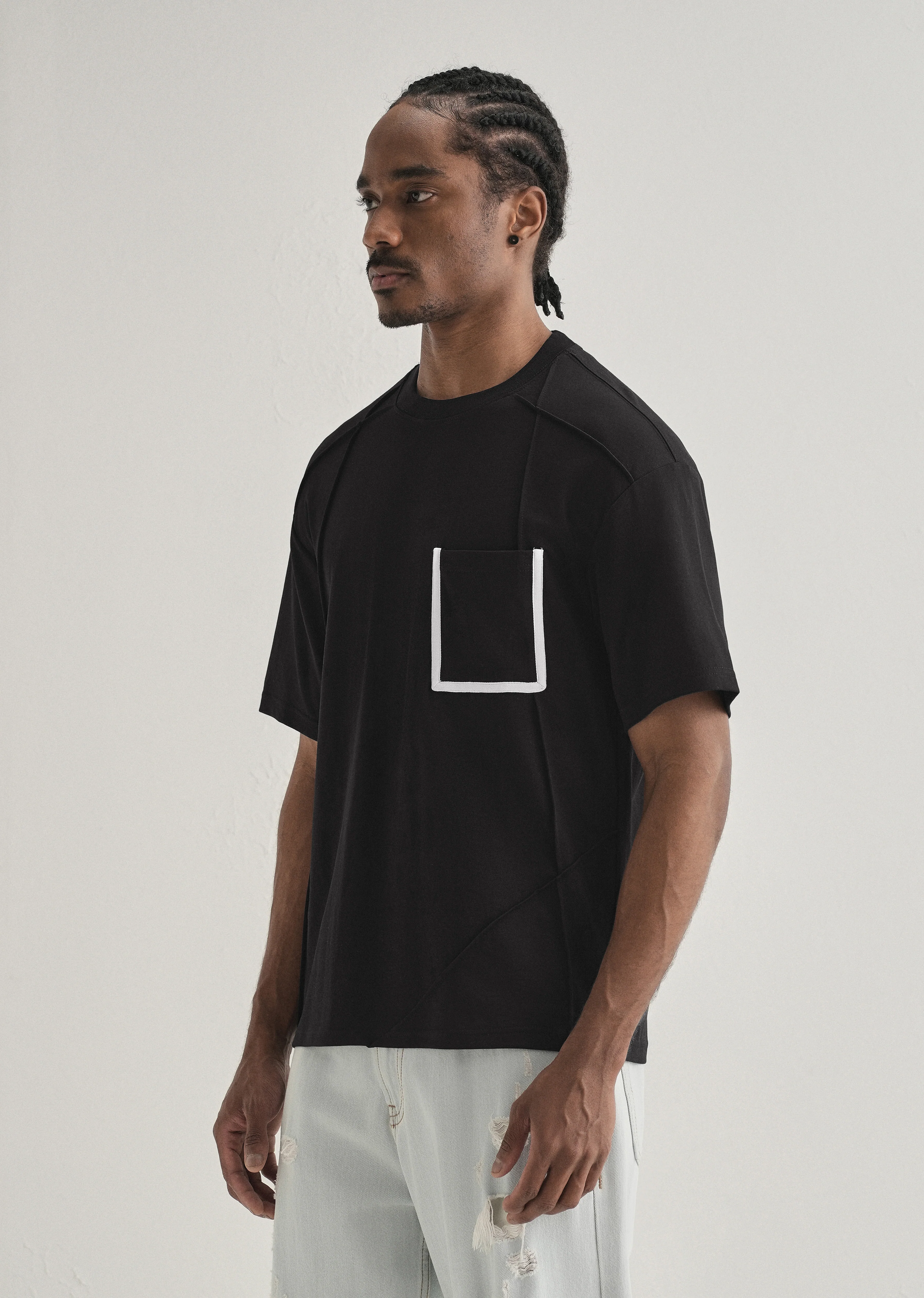 Black Cut & Sew Oversized T-shirt - Image 4