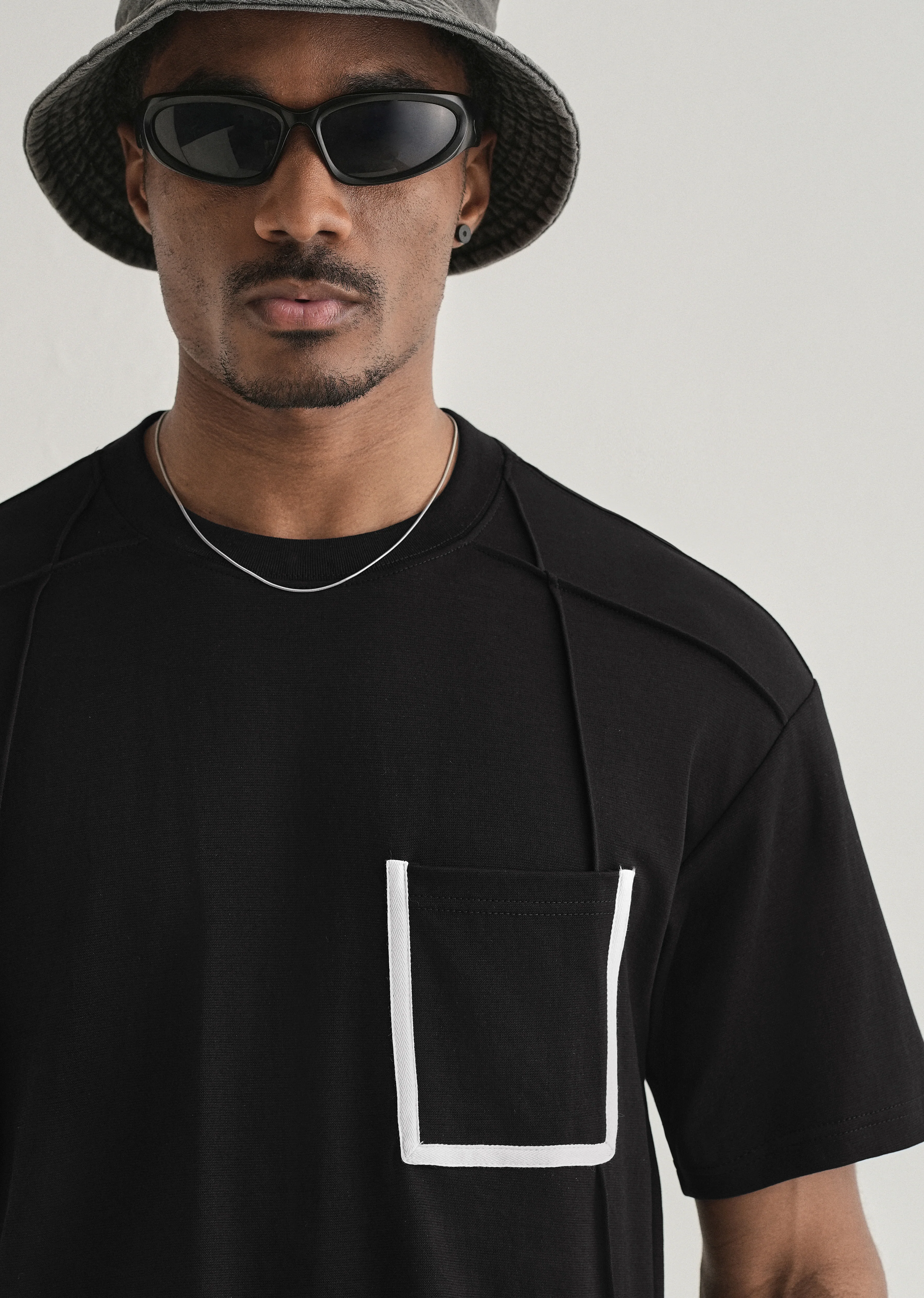 Black Cut & Sew Oversized T-shirt - Image 5