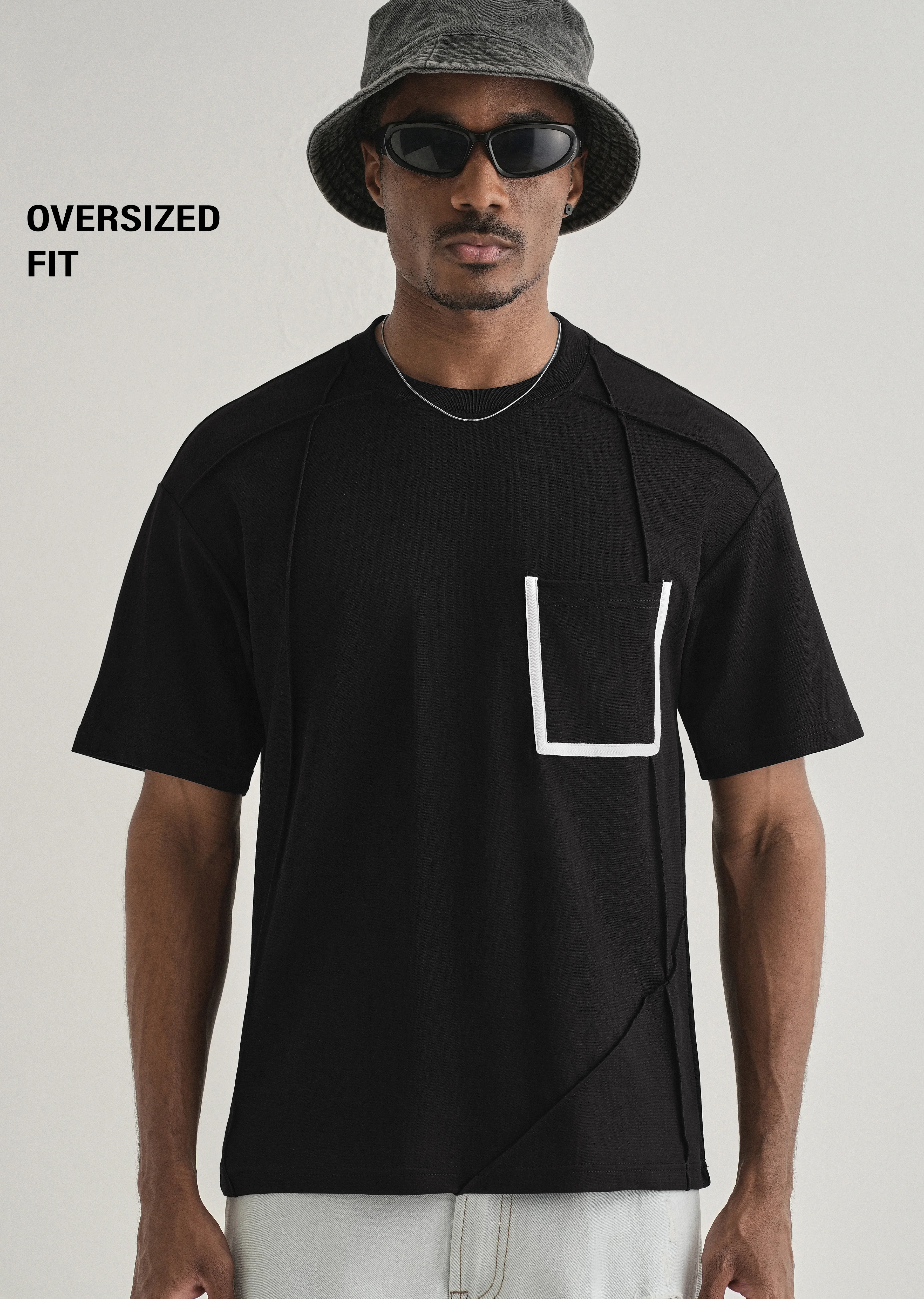 Black Cut & Sew Oversized T-shirt - Image 7