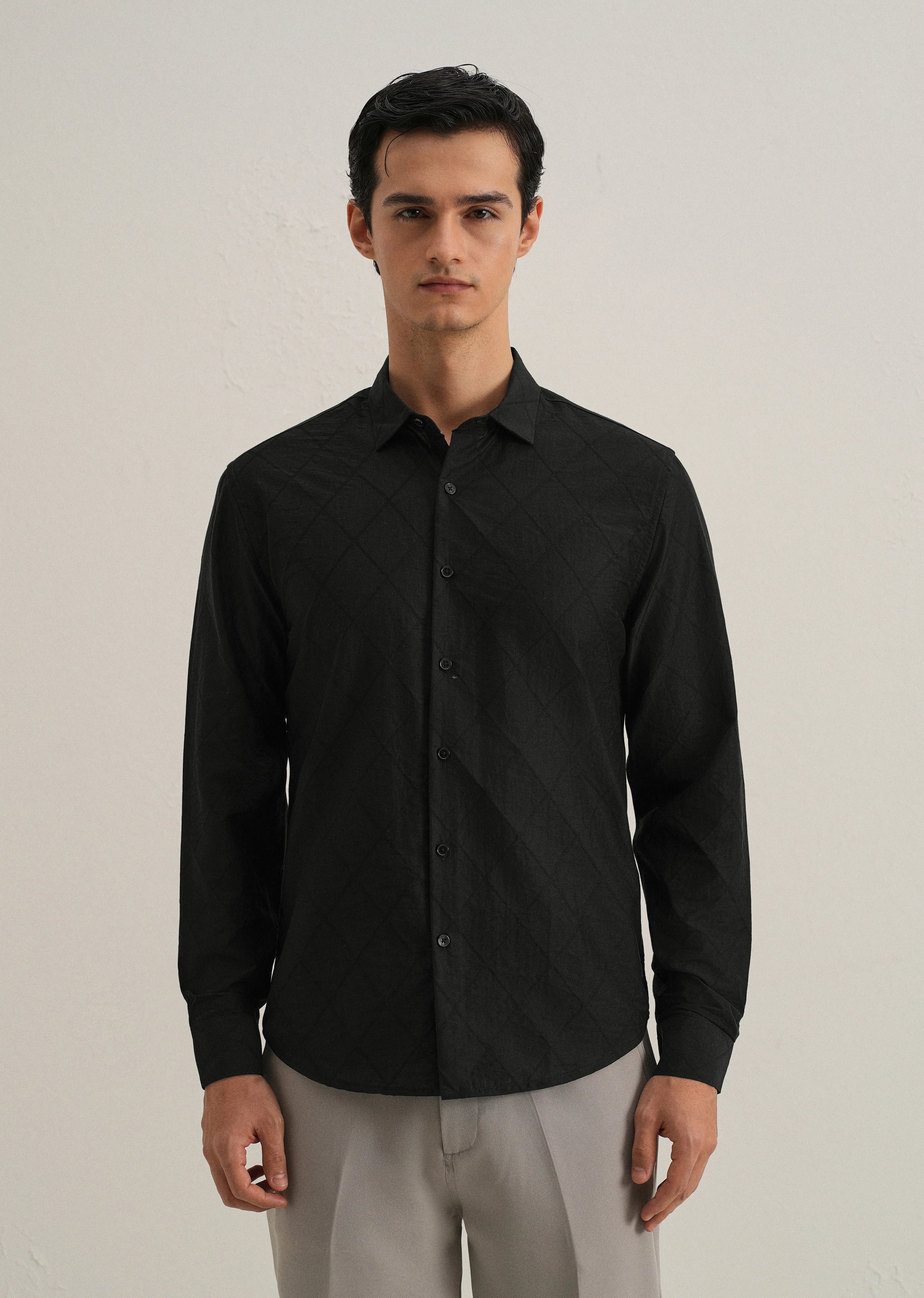 Black Diamond Self Pattern Shirt - Image 3