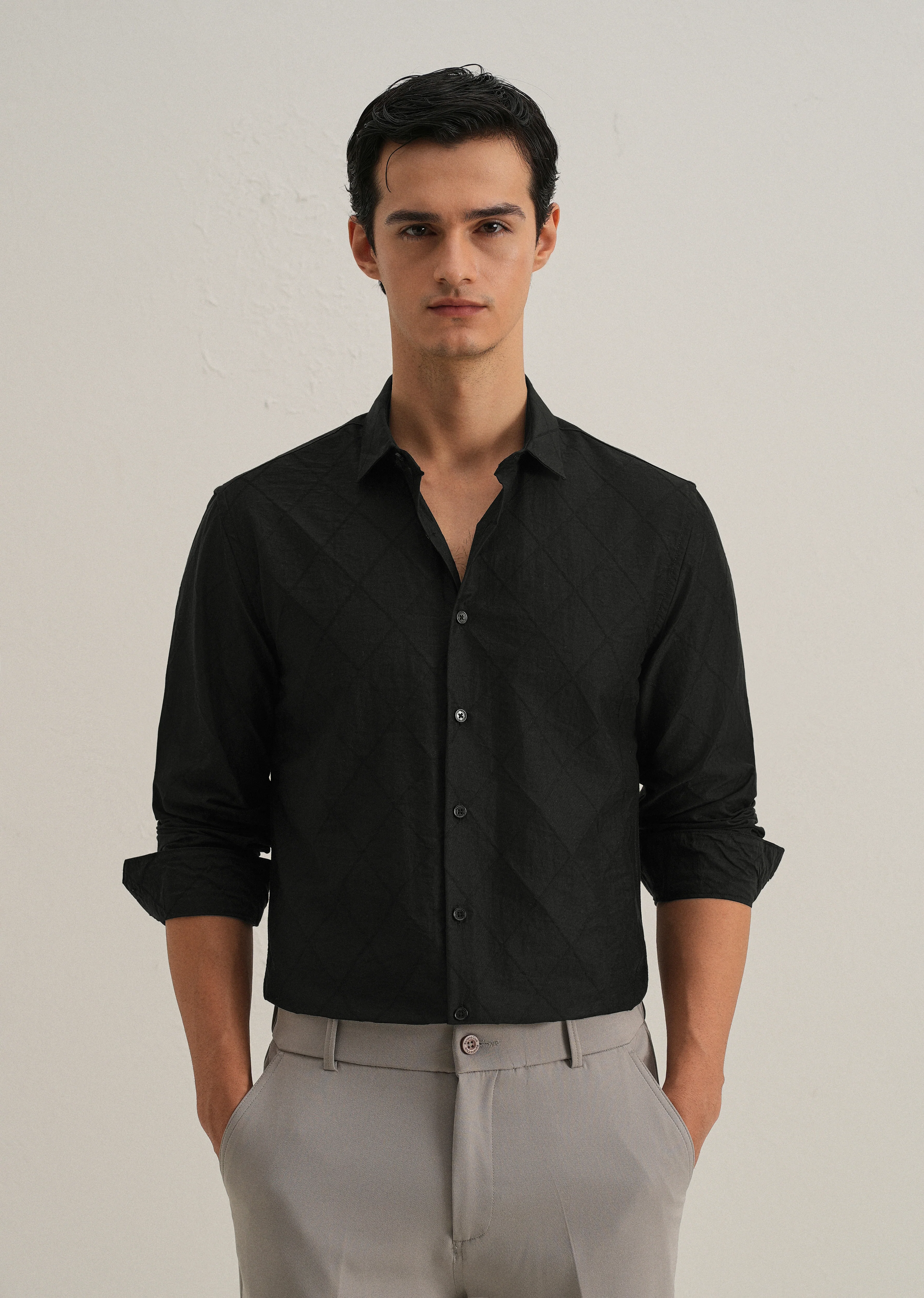 Black Diamond Self Pattern Shirt - Image 7