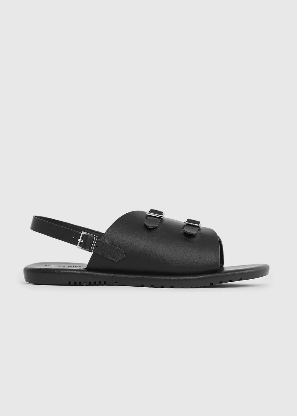Black Double Buckle Backstrap Sandals - Image 4