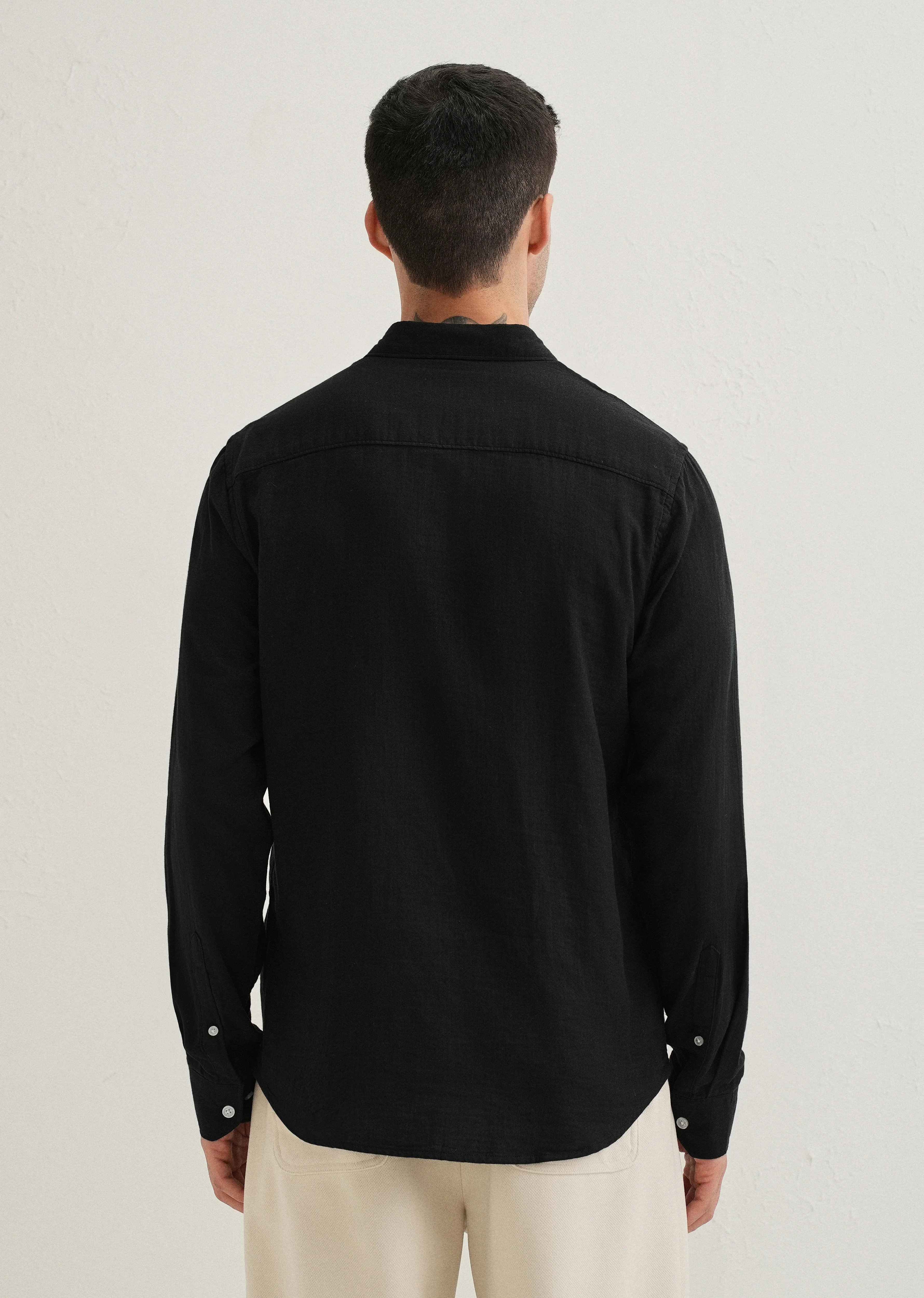 Black Double Cloth Cotton Shirt - Image 3